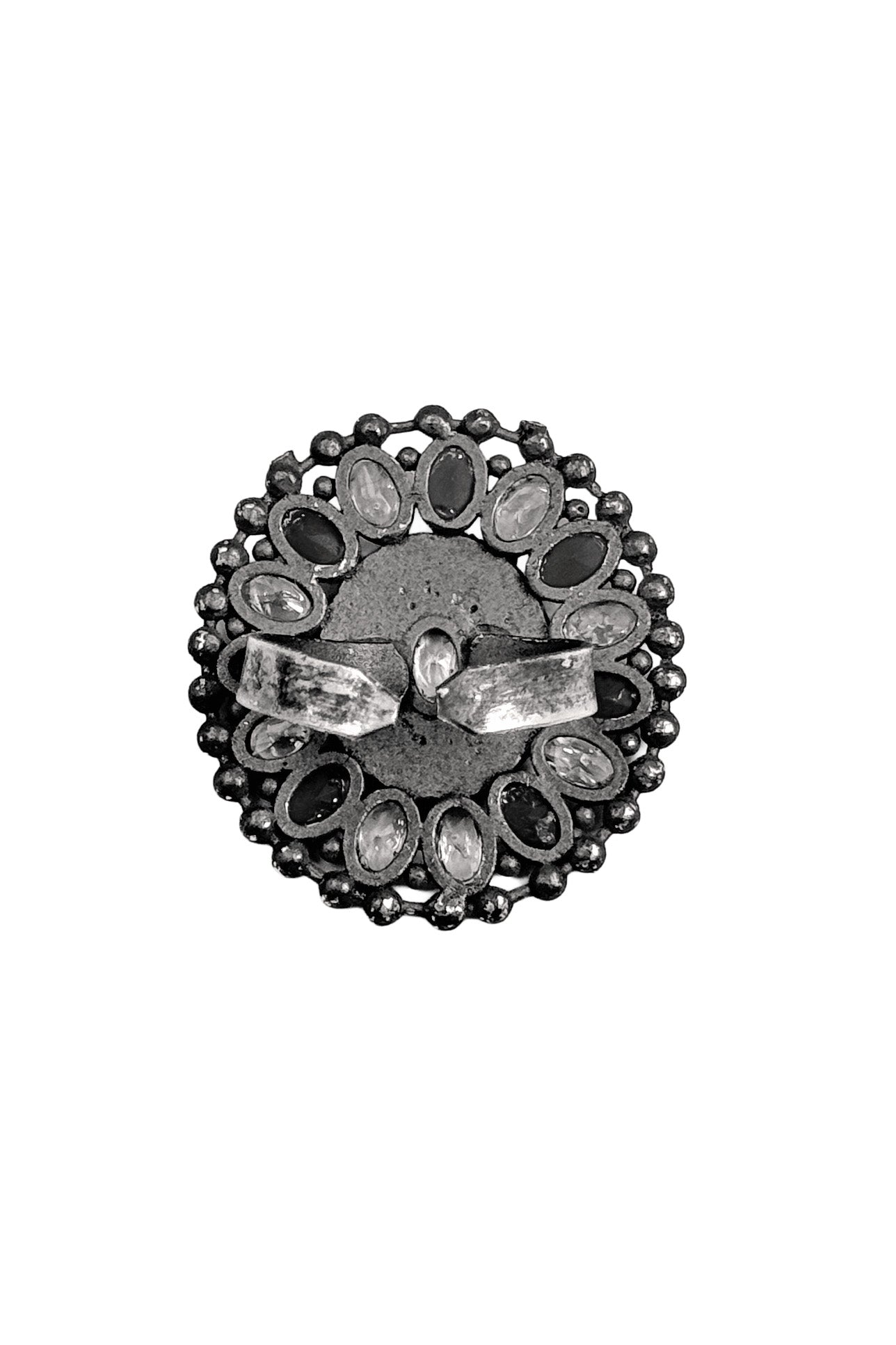MISHKA OXIDISED STONE RING