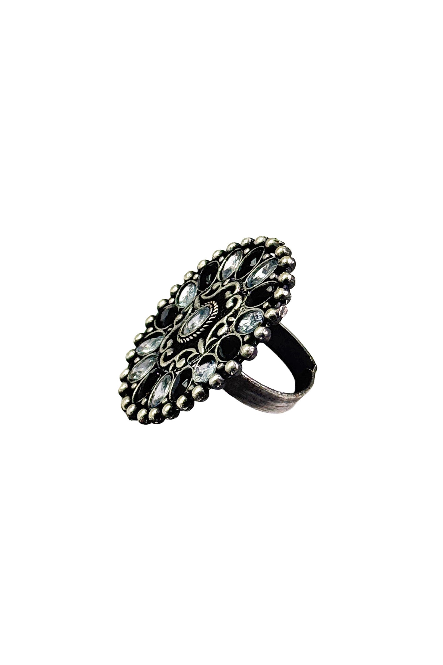 MISHKA OXIDISED STONE RING