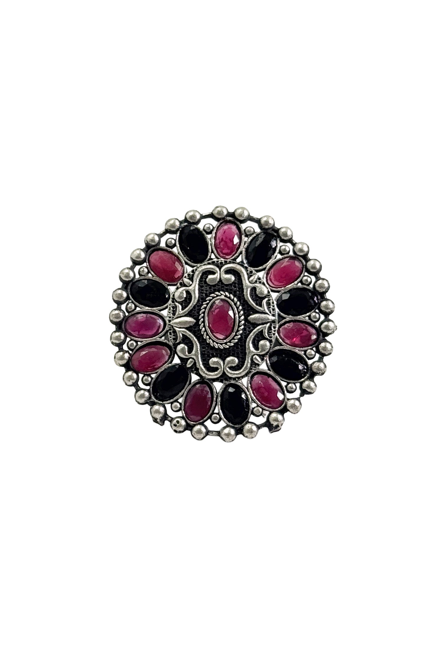 MISHKA OXIDISED STONE RING