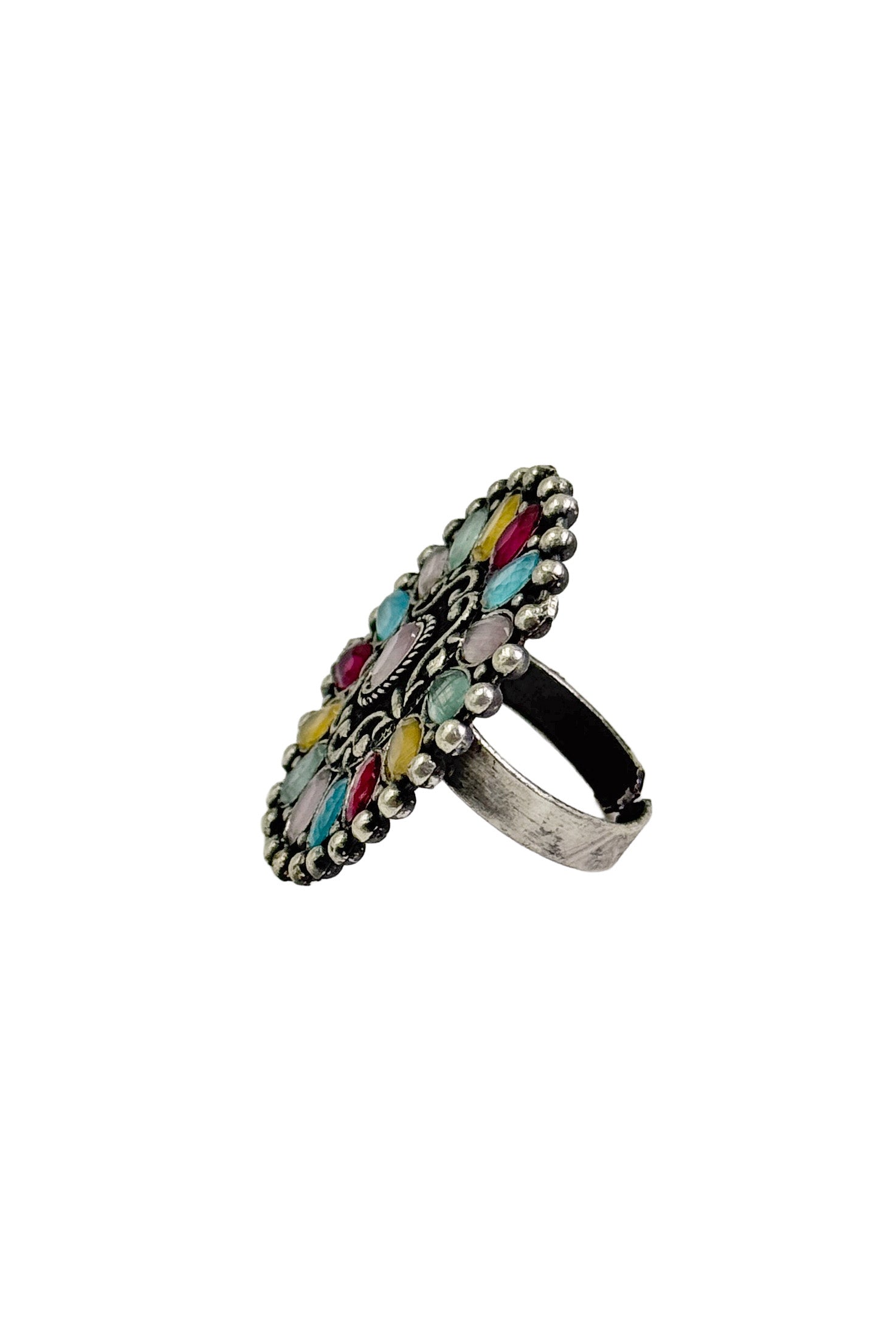 MISHKA OXIDISED STONE RING