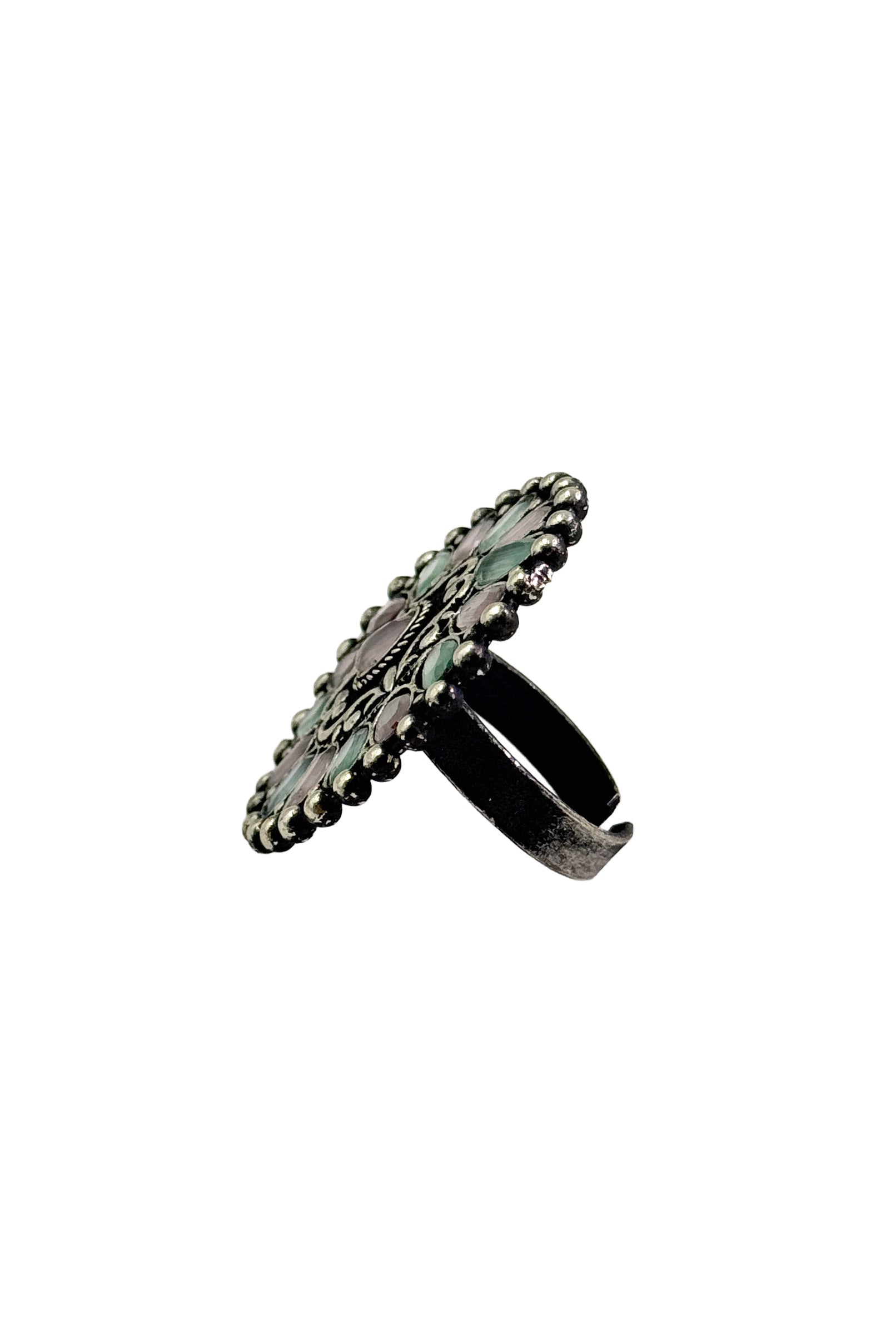MISHKA OXIDISED STONE RING