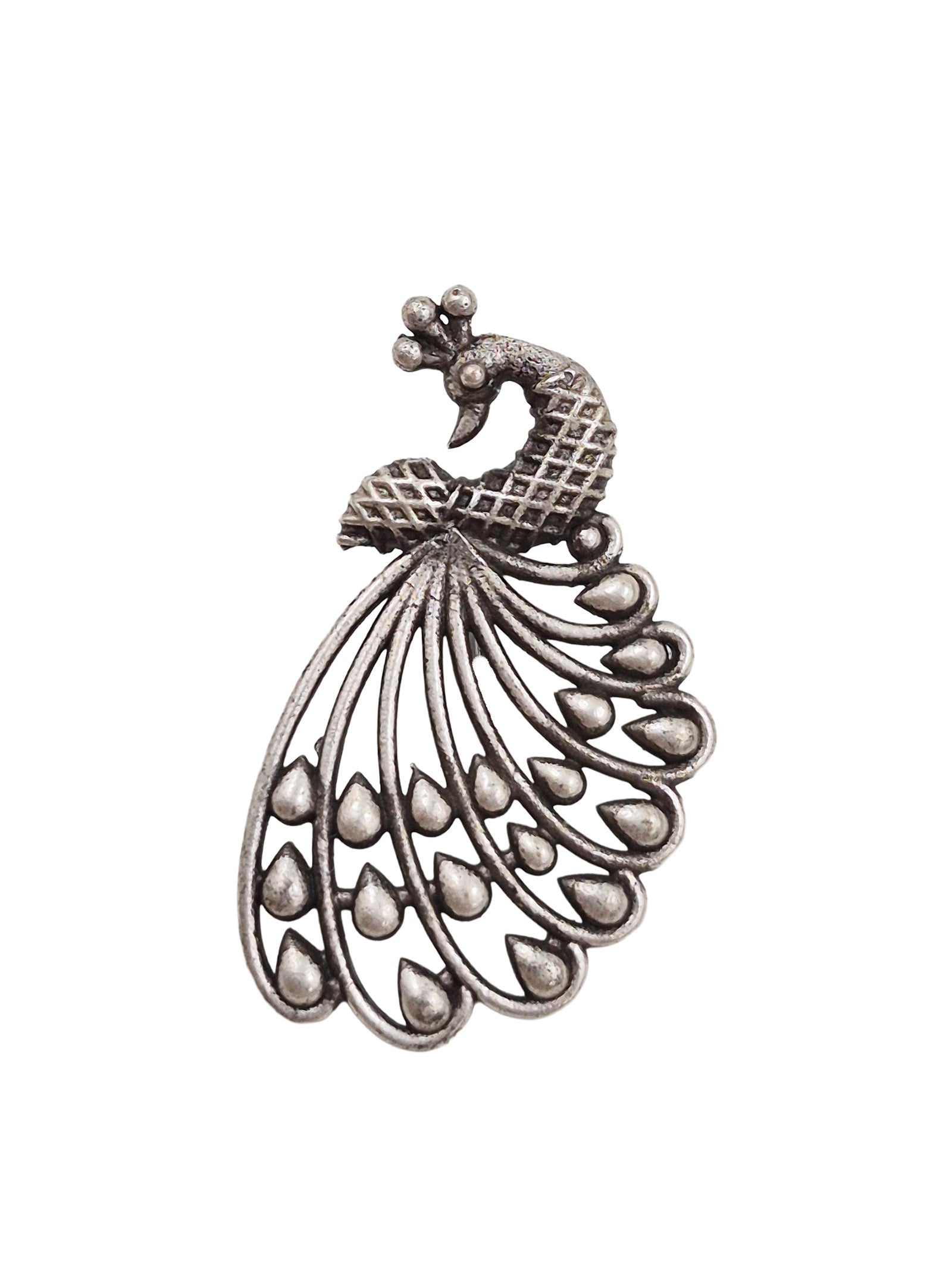 PEAHEN SILVER LOOKALIKE STUD EARRINGS