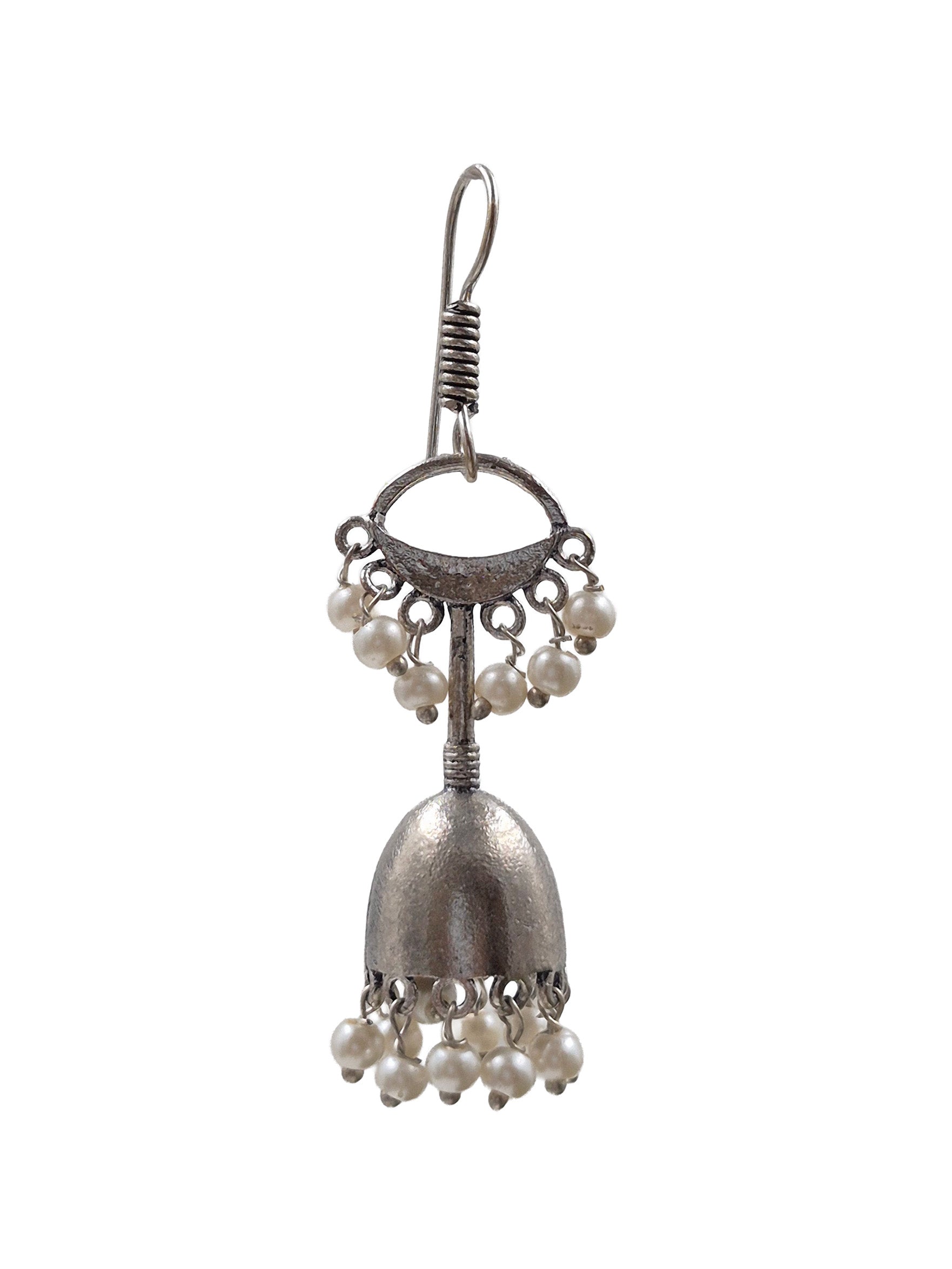 PEARL BLOOM SILVER LOOKALIKE DANGLER EARRINGS