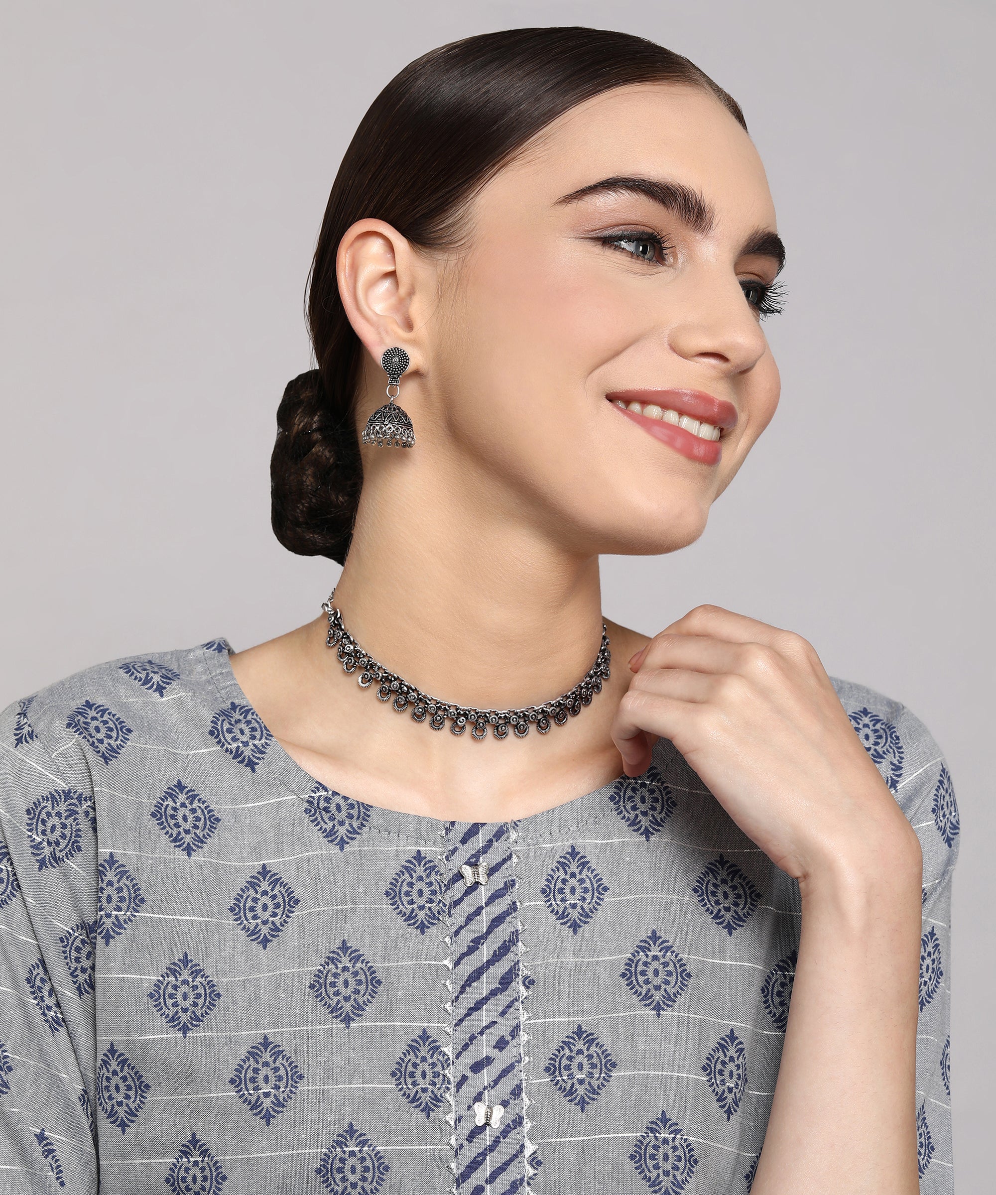 RAHI SILVER OXIDISED JEWELLERY SET COMBO