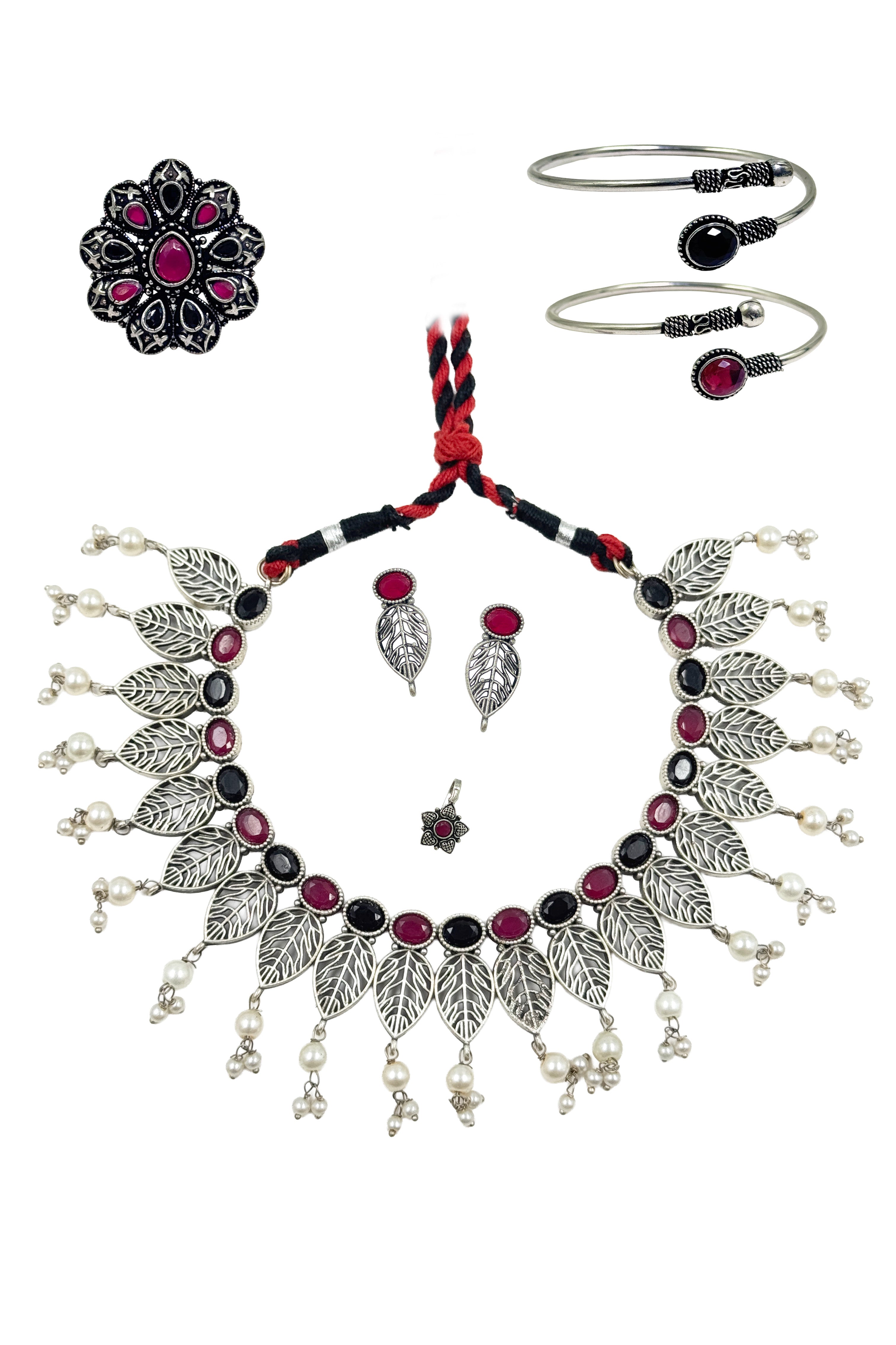 MAHI CELESTIAL LEAF PEARL JEWELLERY SET