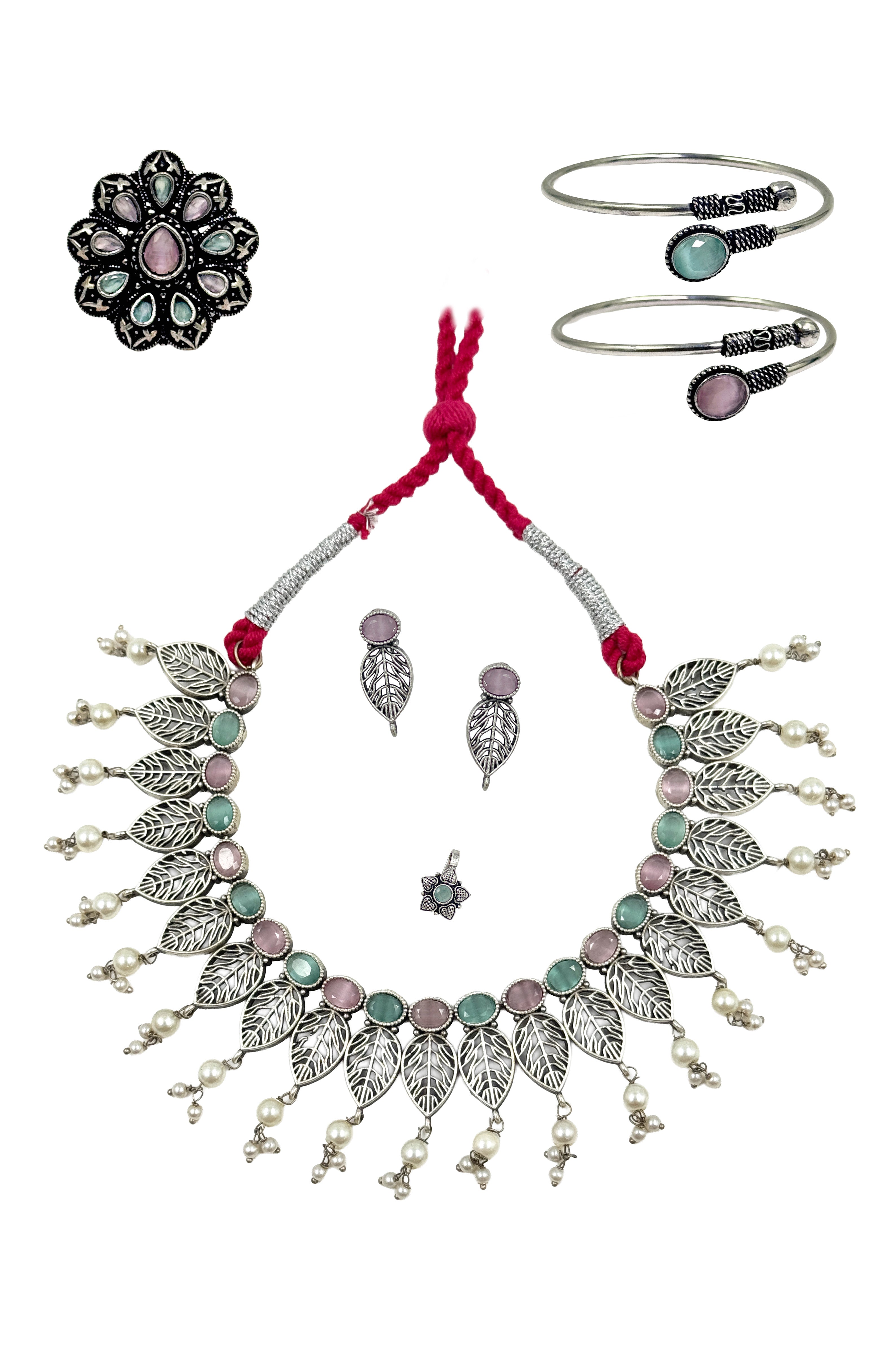 MAHI CELESTIAL LEAF PEARL JEWELLERY SET