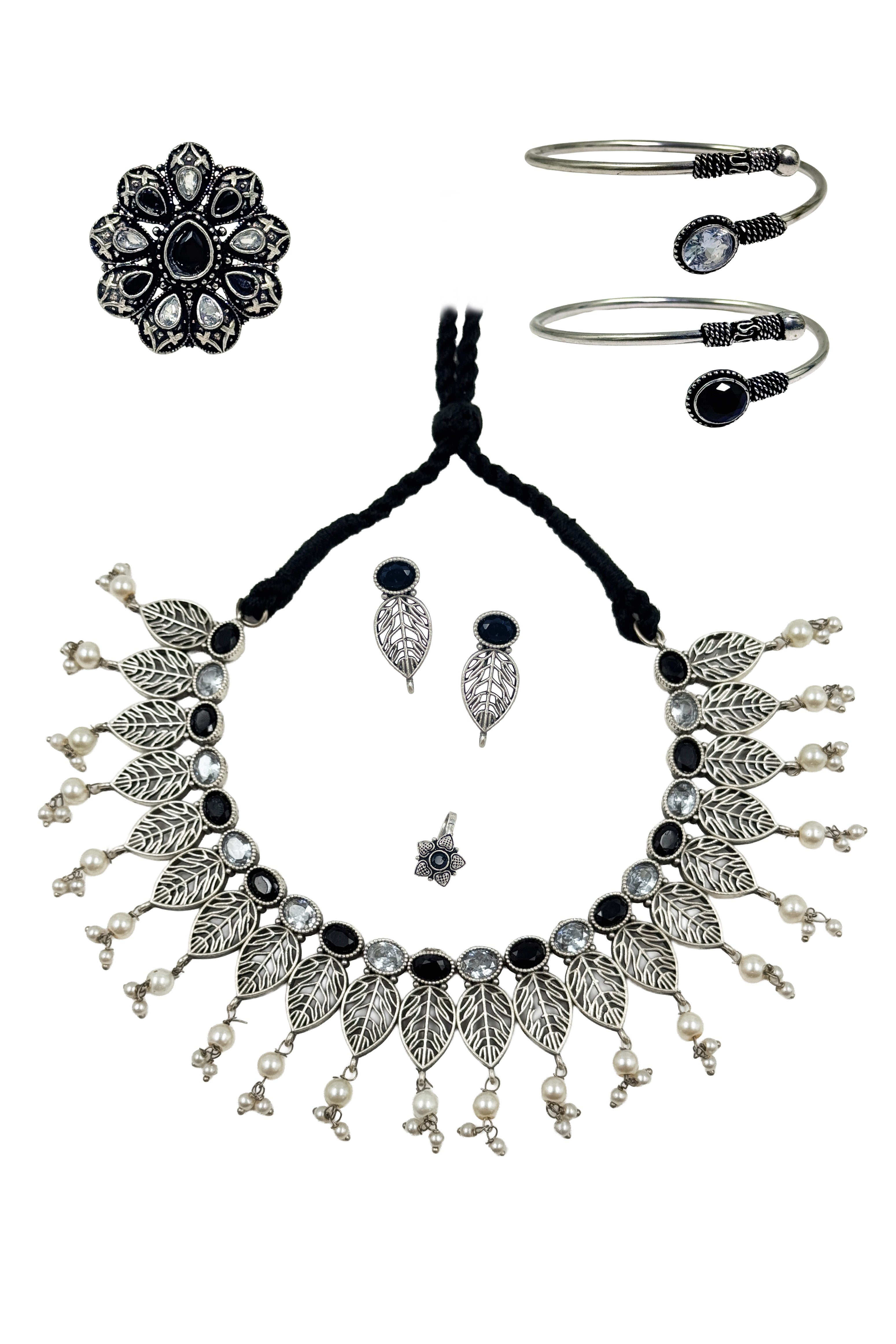 MAHI CELESTIAL LEAF PEARL JEWELLERY SET