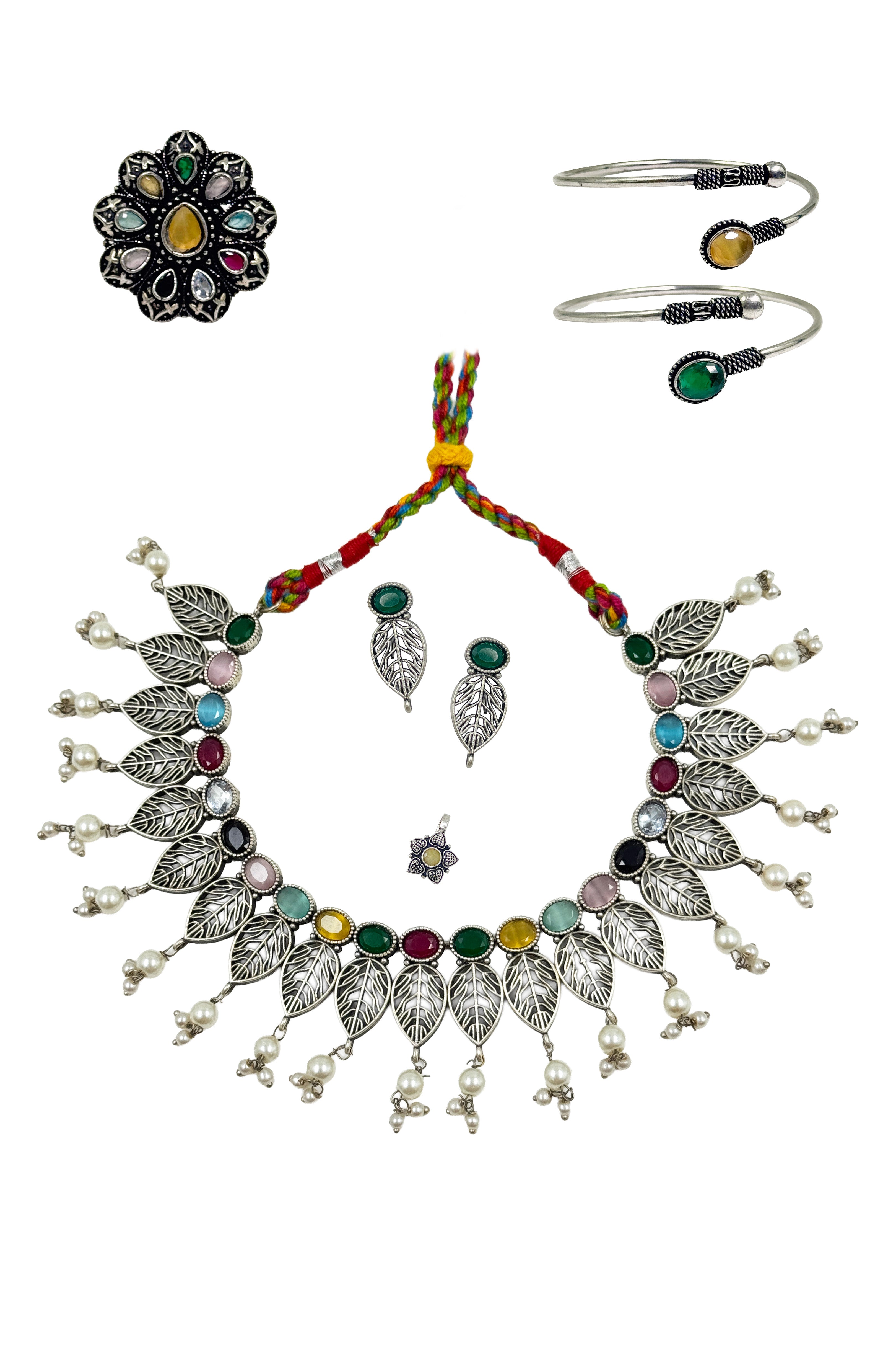 MAHI CELESTIAL LEAF PEARL JEWELLERY SET