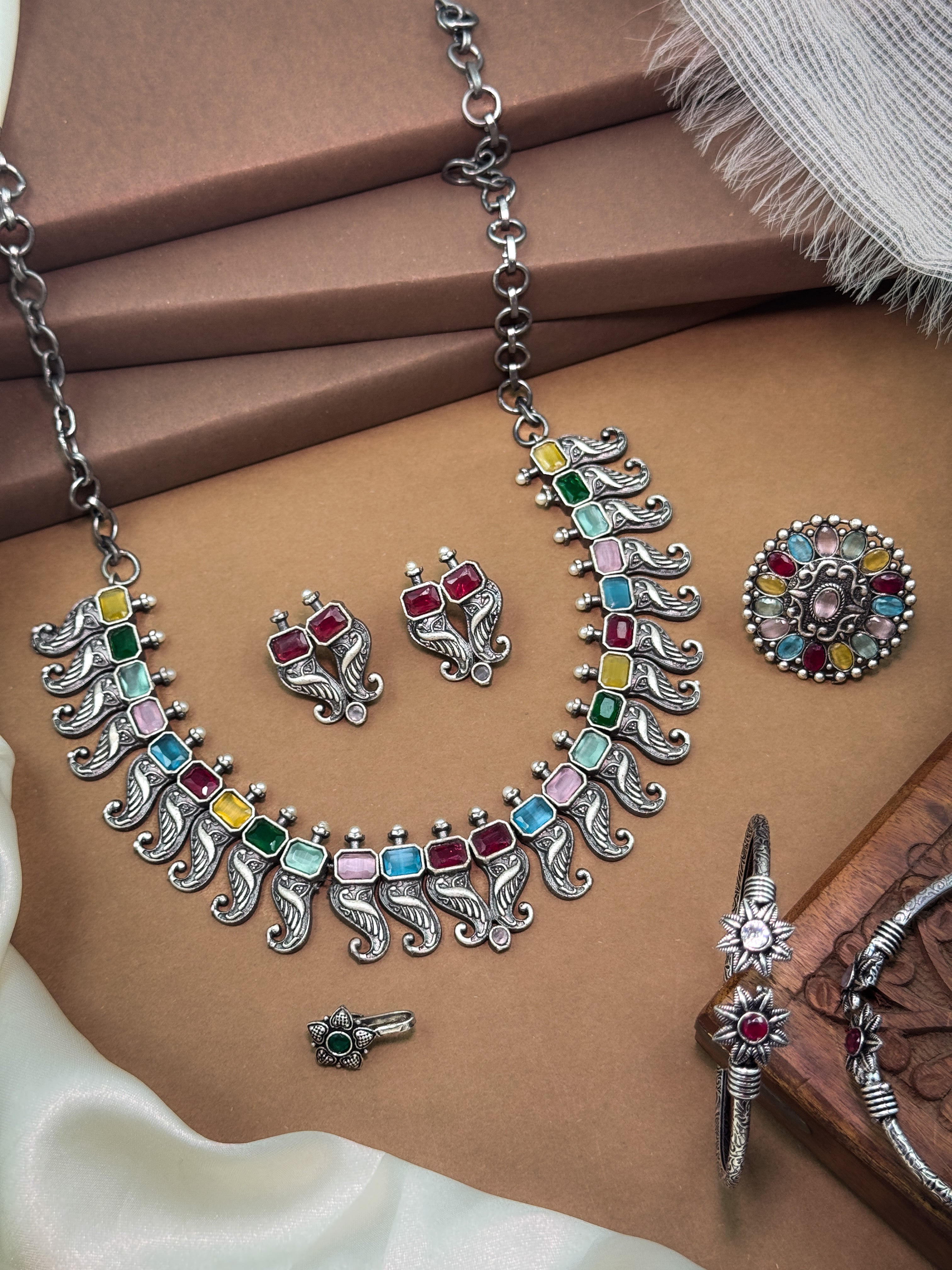 Tanvi Stone Jewellery Set Combo