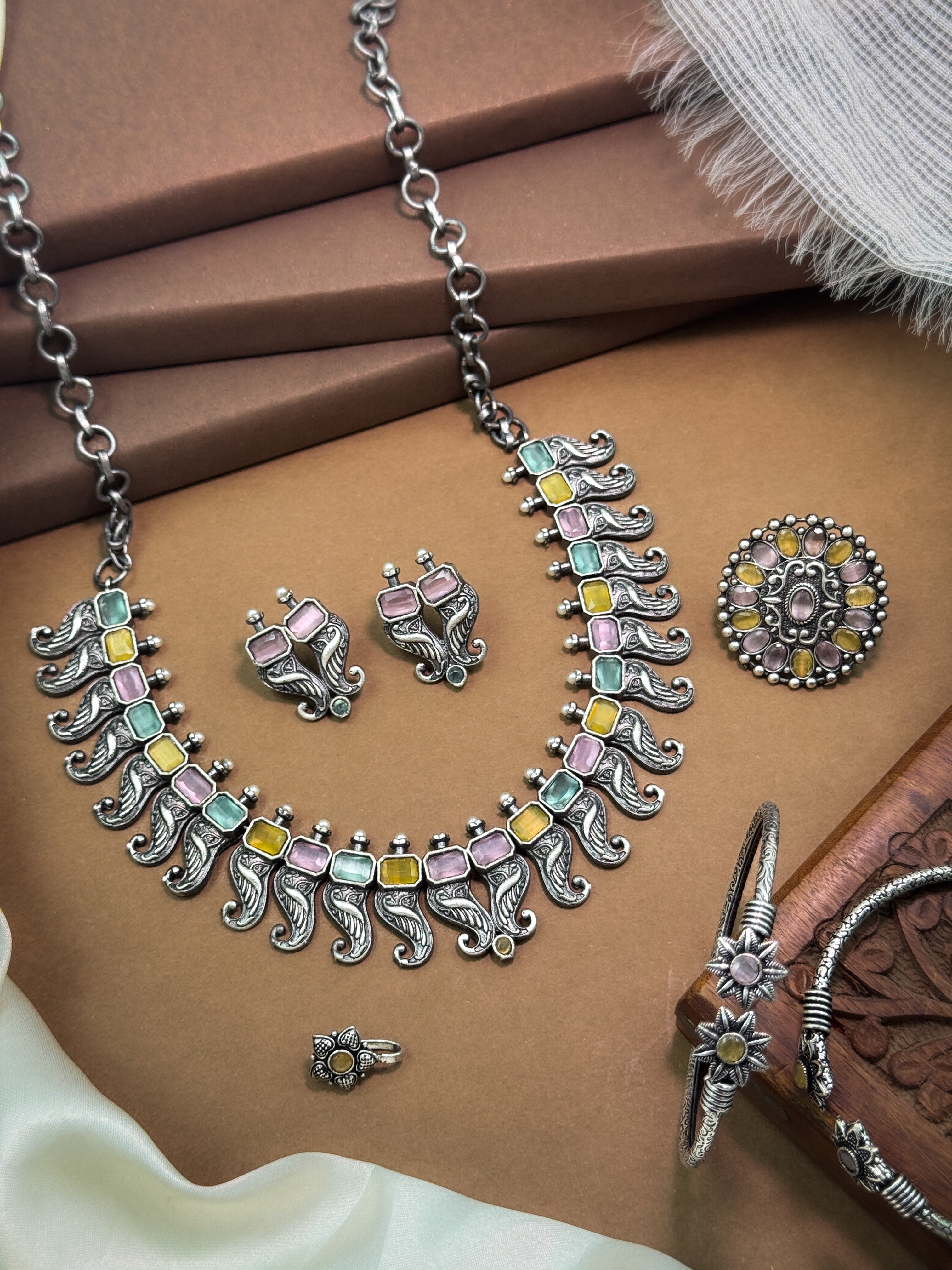 Tanvi Stone Jewellery Set Combo