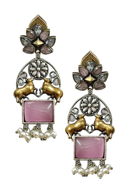 NANDI DUAL-TONE DANGLER EARRINGS