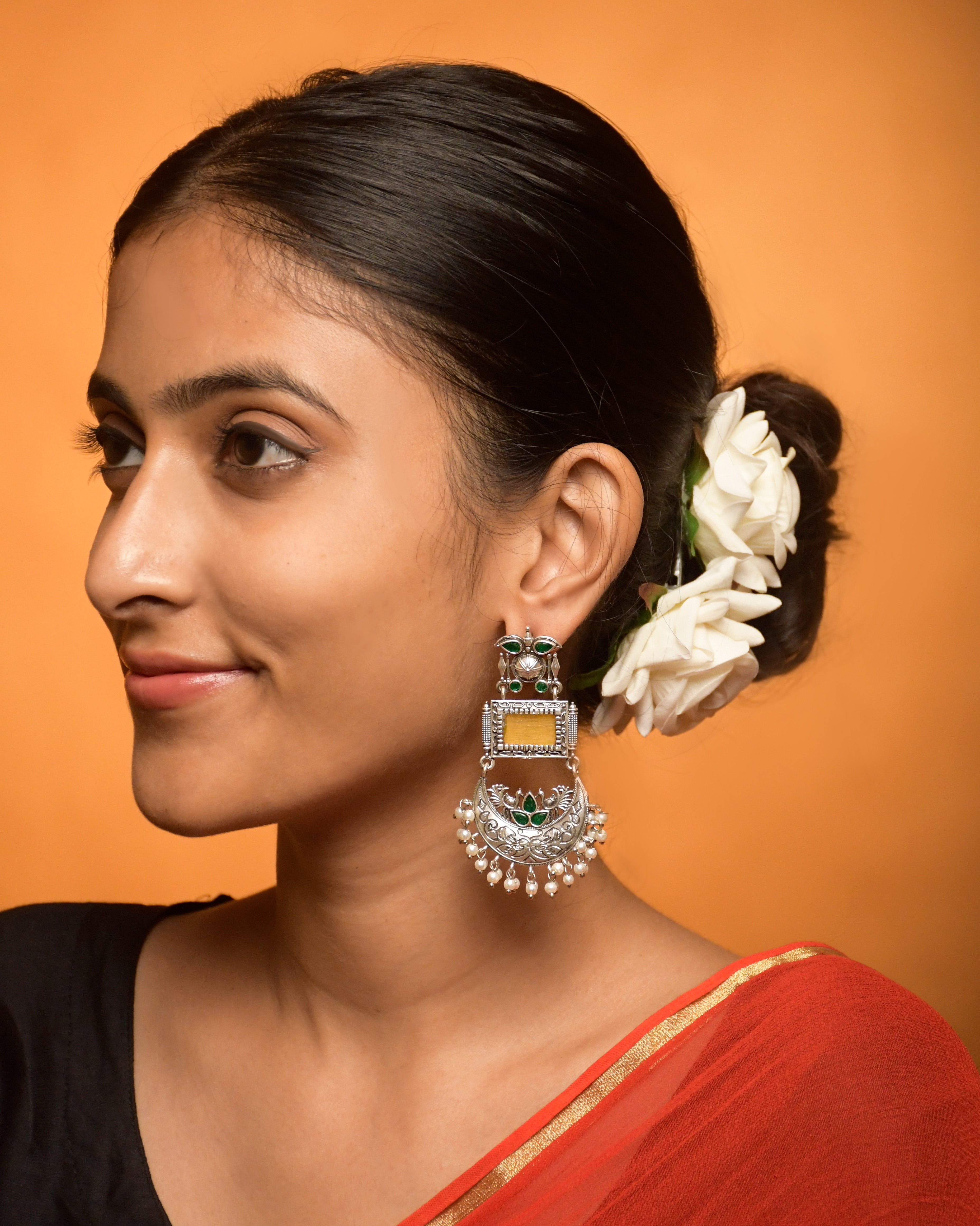 AROHI SILVER LOOKALIKE DANGLER EARRINGS