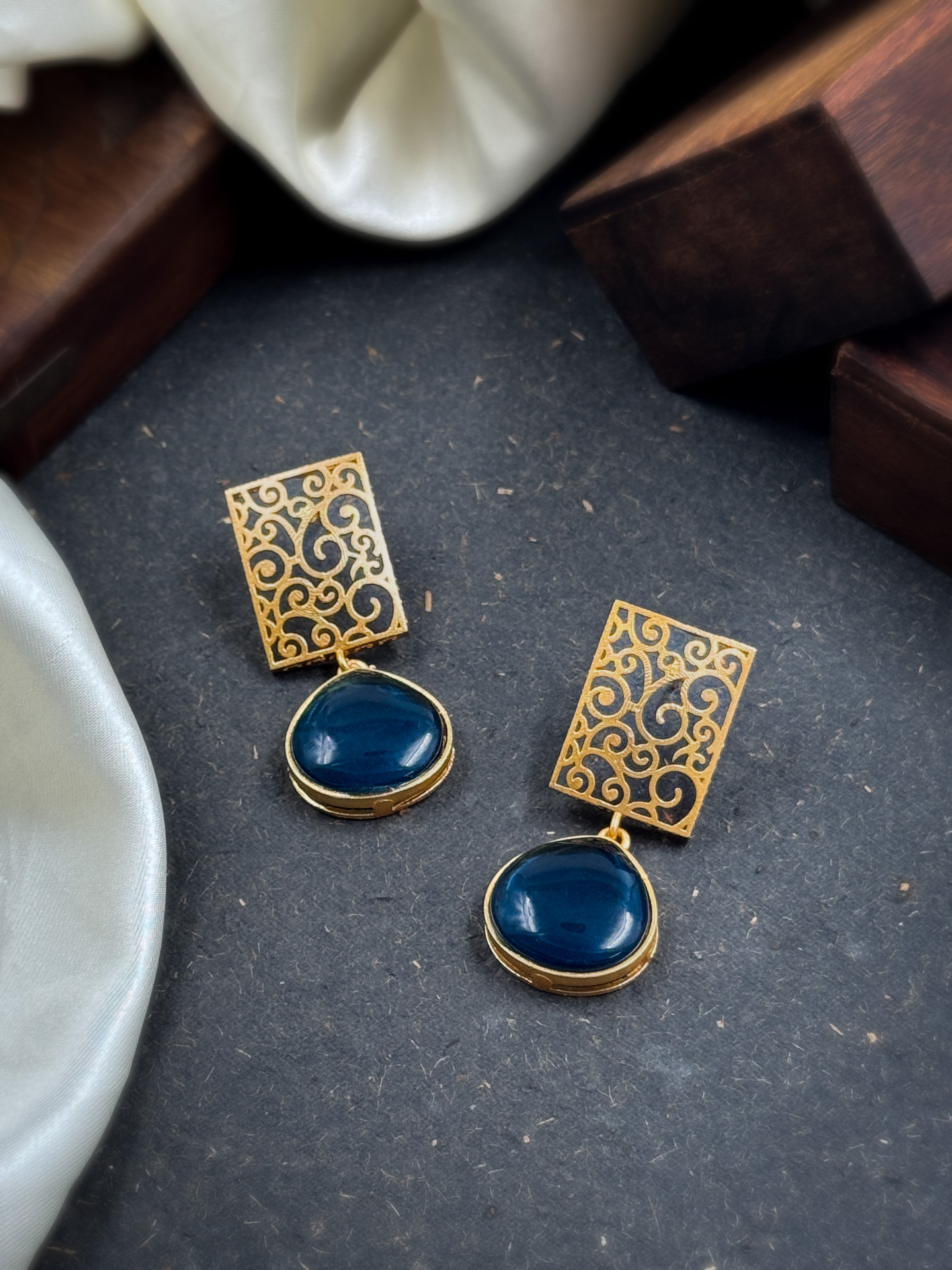 Mihira Golden Stone Earrings