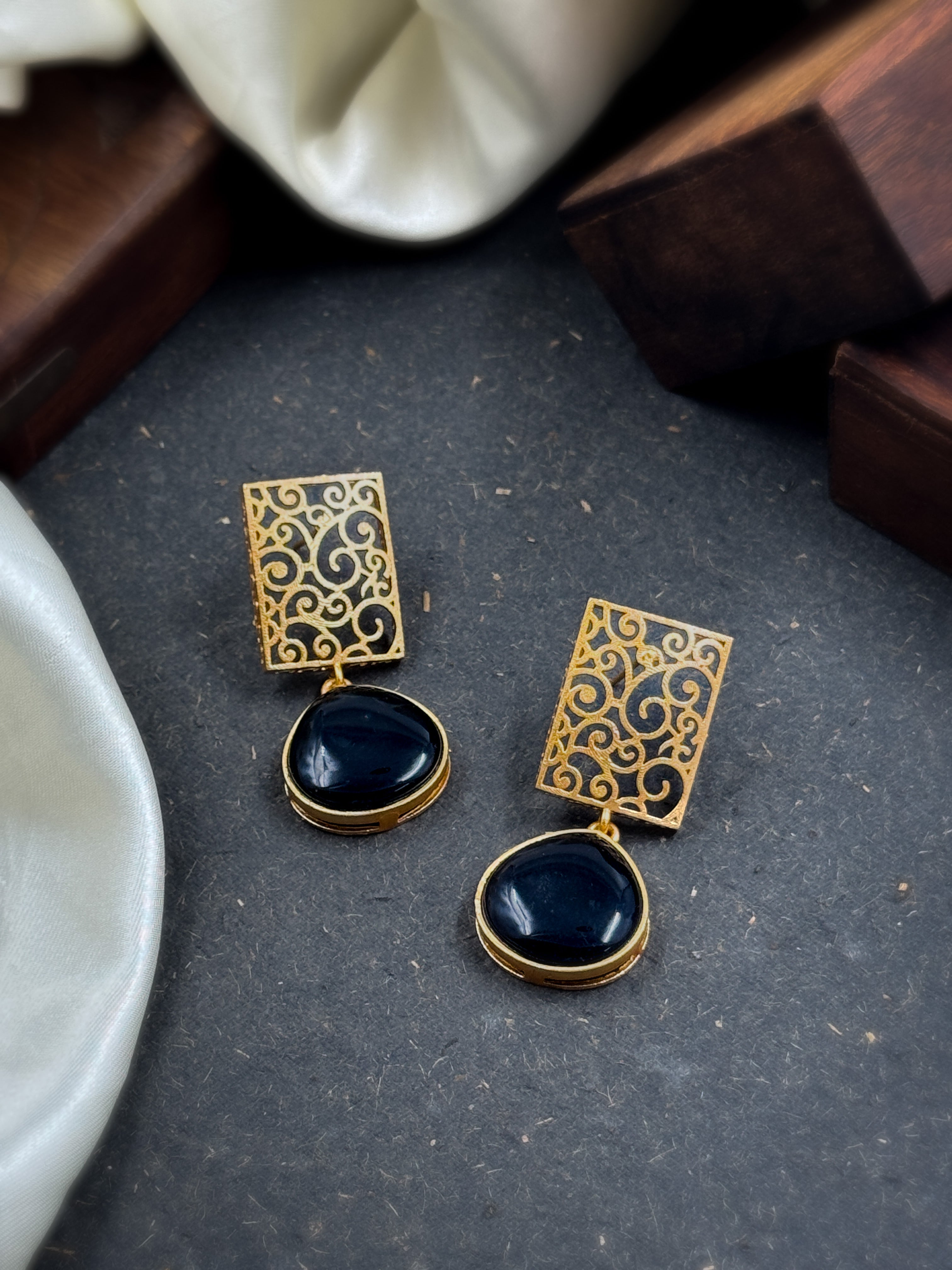 Mihira Golden Stone Earrings