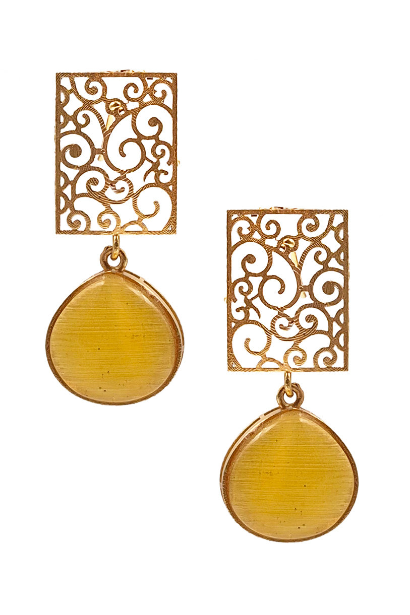 MIHIRA GOLDEN STONE EARRINGS