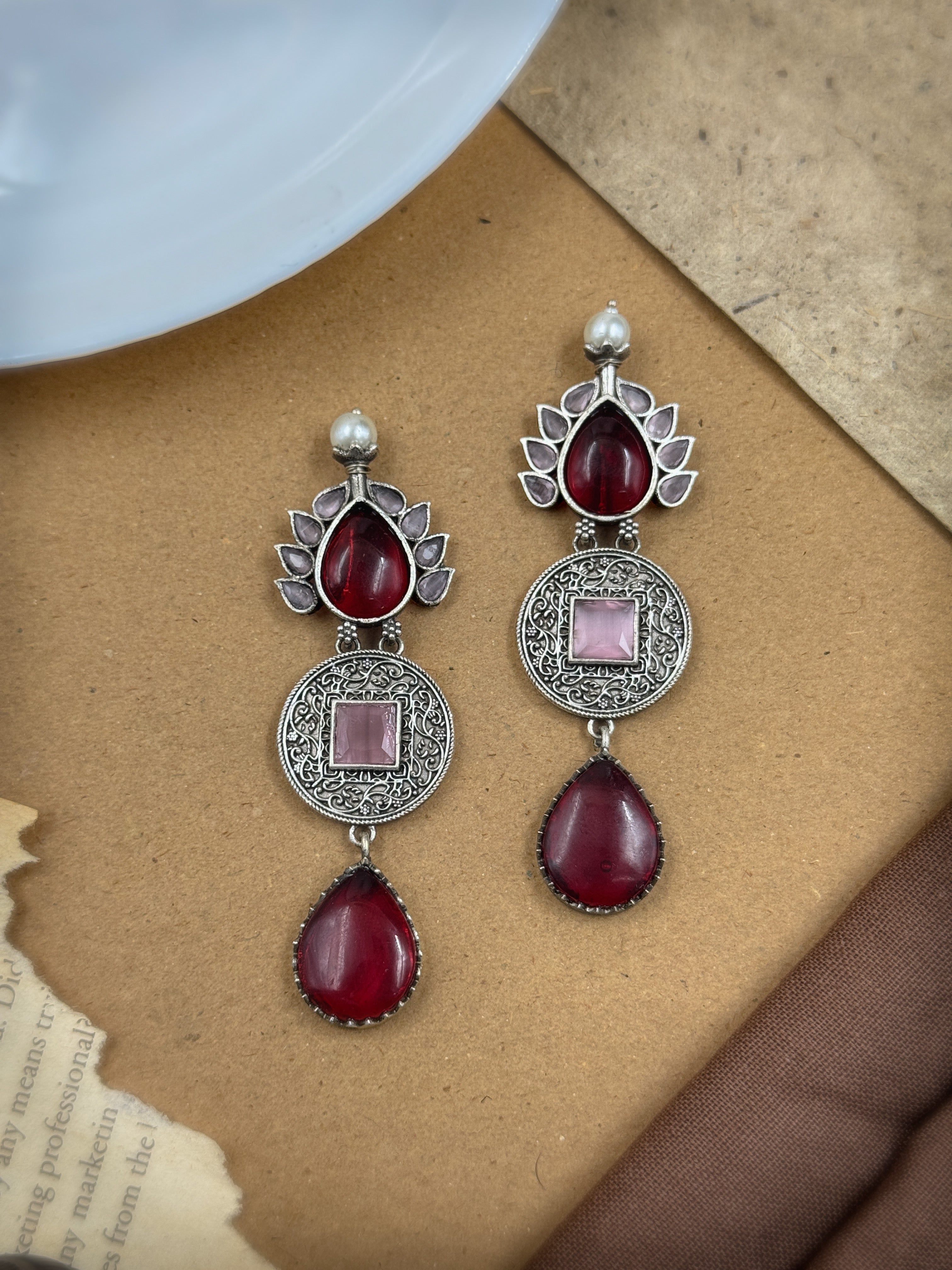 Mysticleaf Silver Bloom Stone Earrings