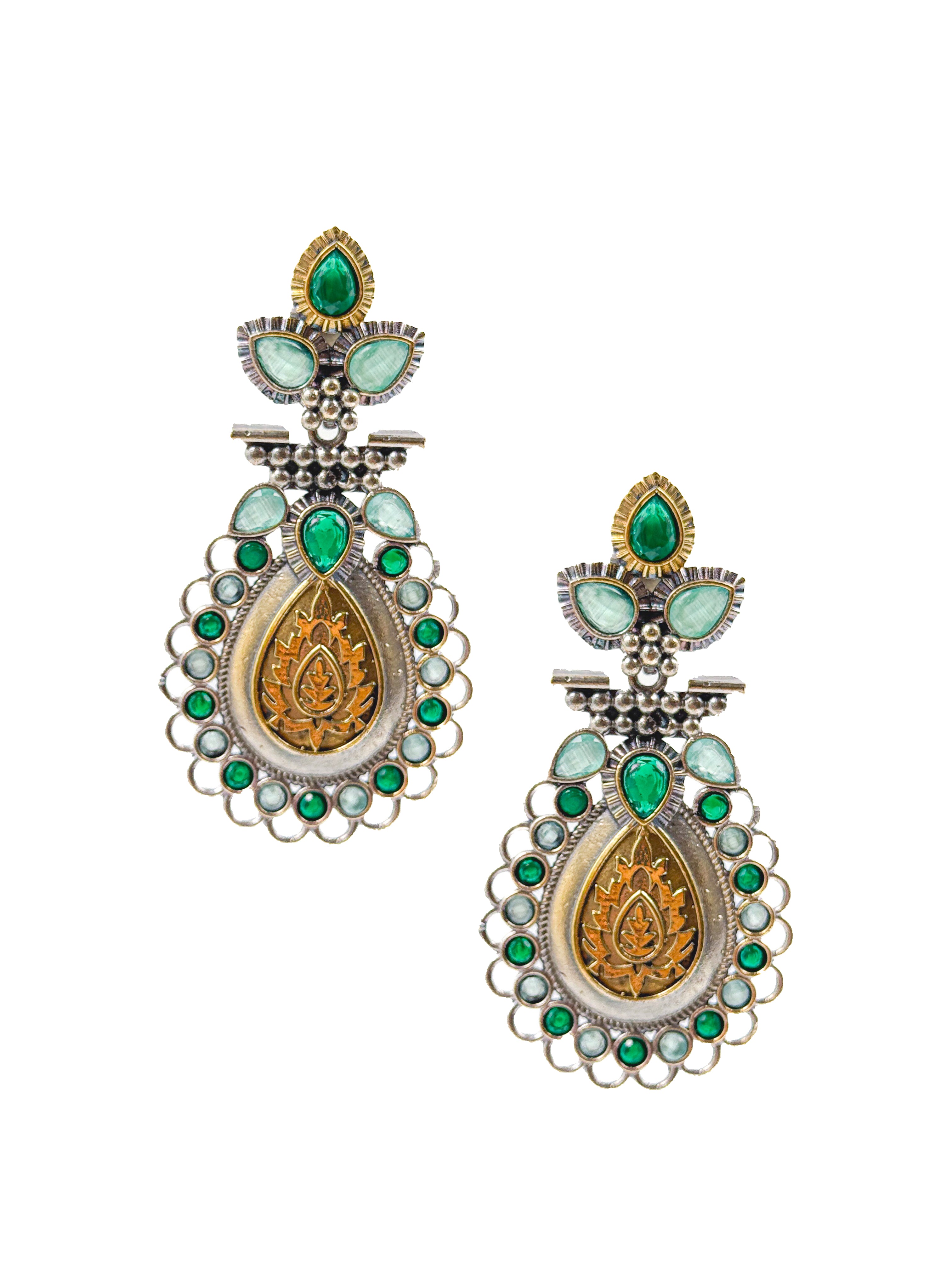 REGAL BLOOM DUALTONE STONE EARRINGS