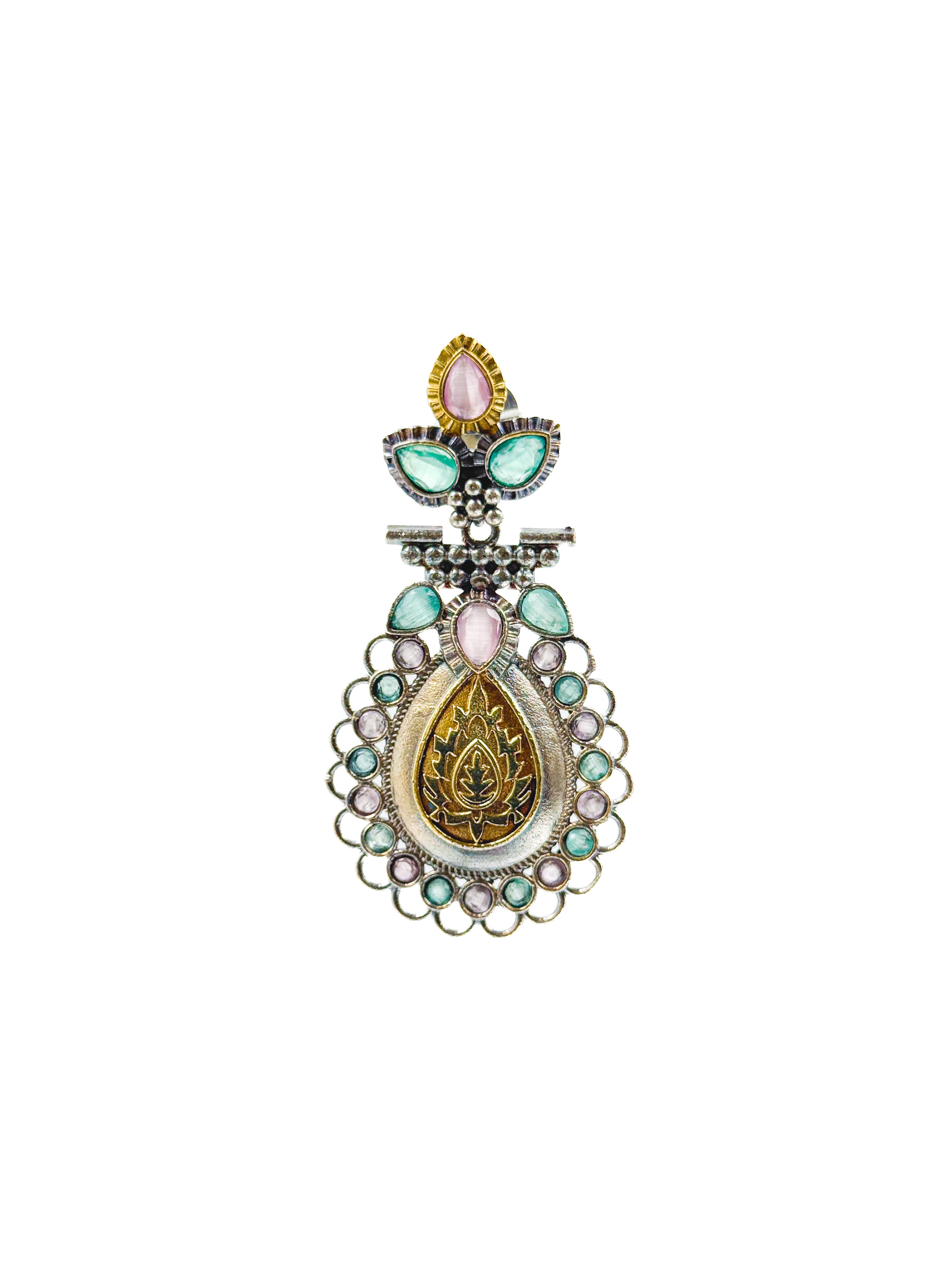 REGAL BLOOM DUALTONE STONE EARRINGS