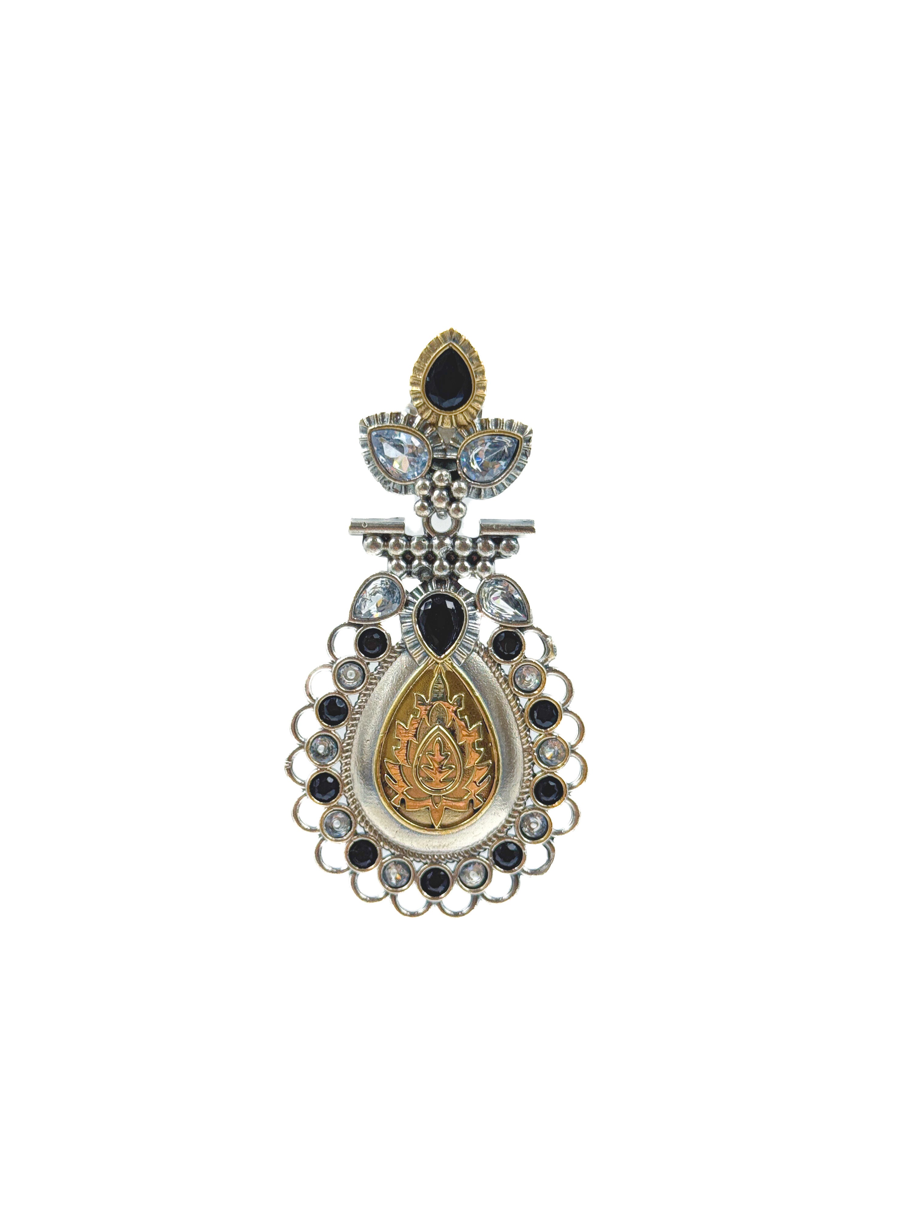 REGAL BLOOM DUALTONE STONE EARRINGS