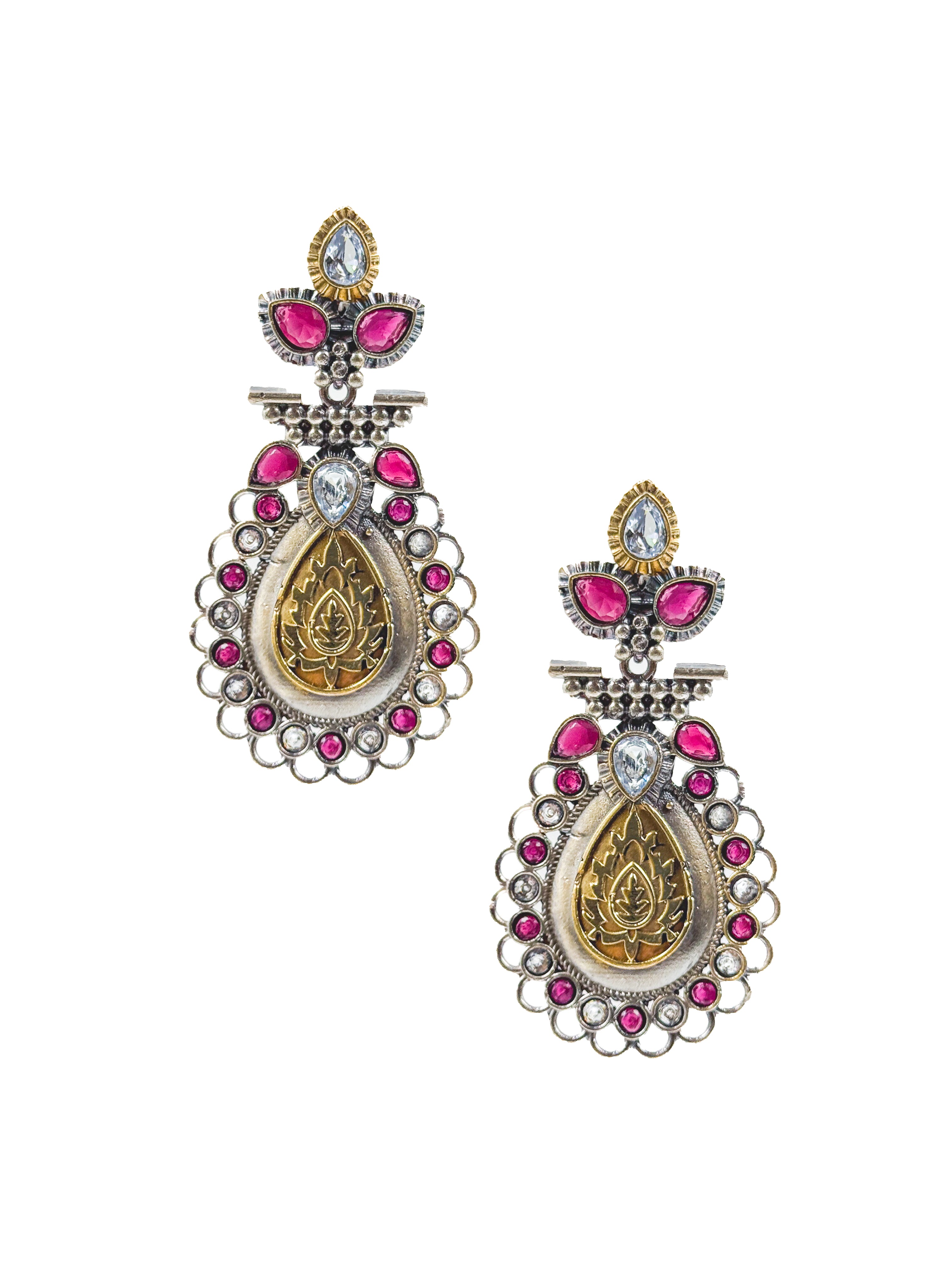 REGAL BLOOM DUALTONE STONE EARRINGS