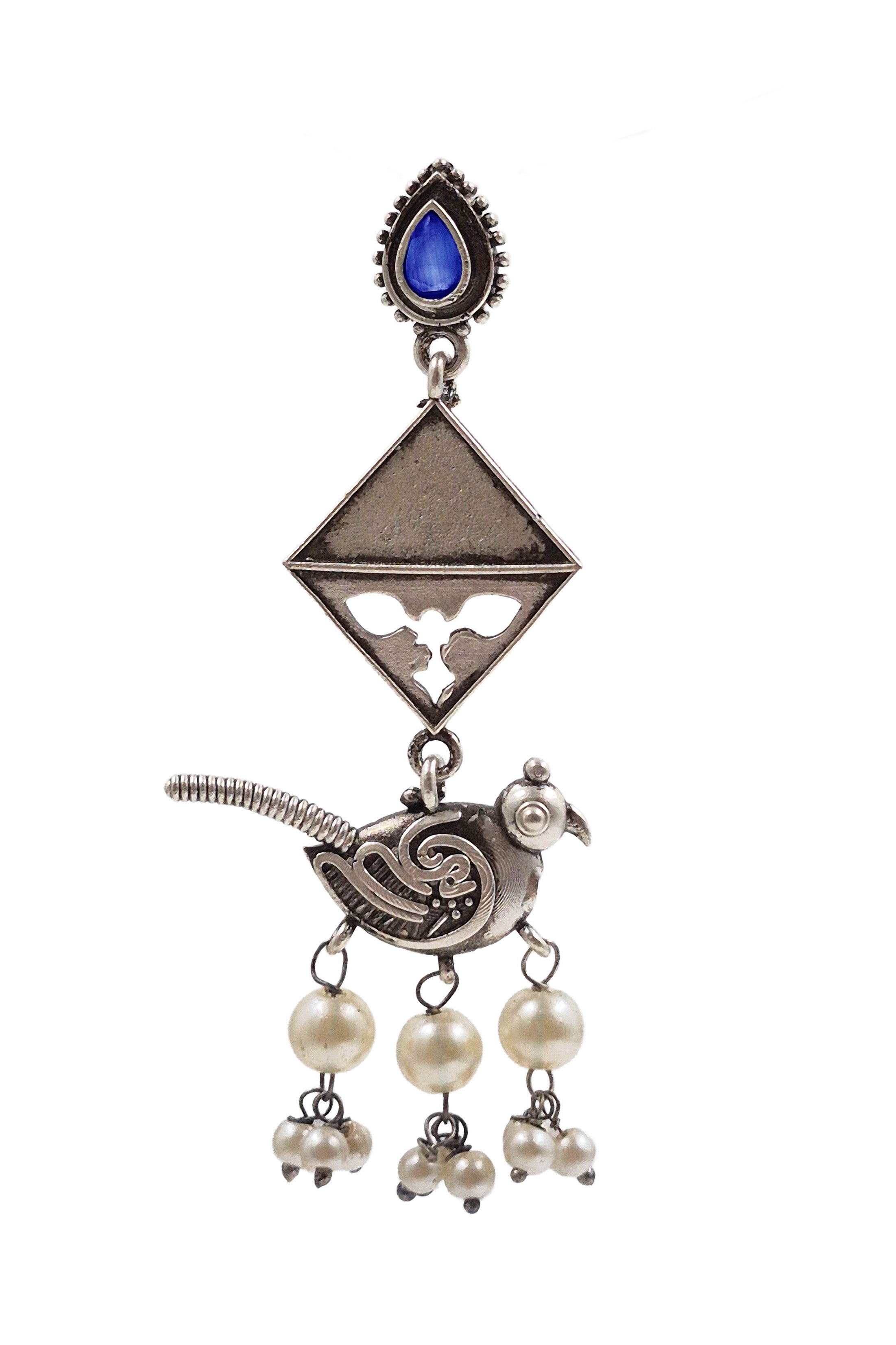 Parrot Charm Silver Lookalike Dangler Earrings