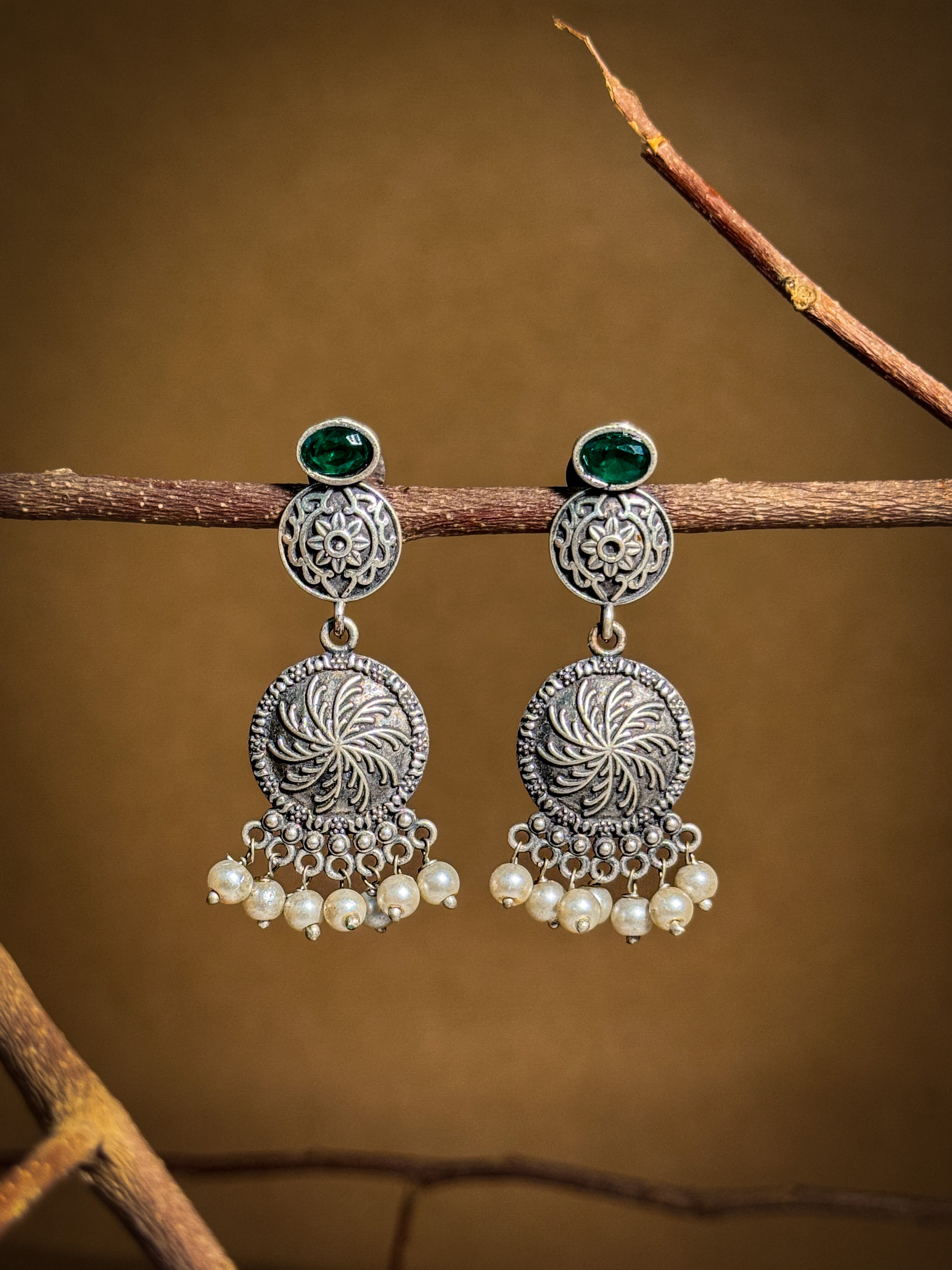AYUTI SILVER LOOKALIKE DANGLER EARRINGS