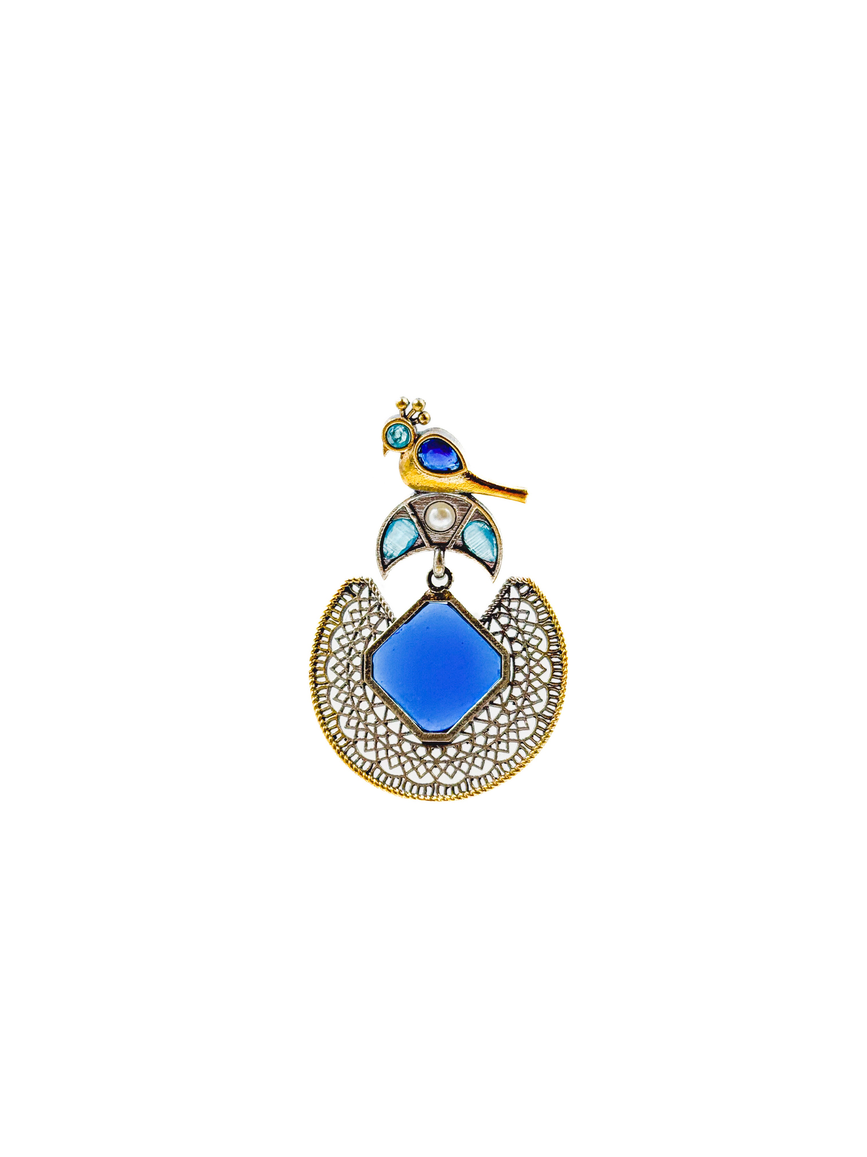 ROYAL PEACOCK FILIGREE STONE EARRINGS