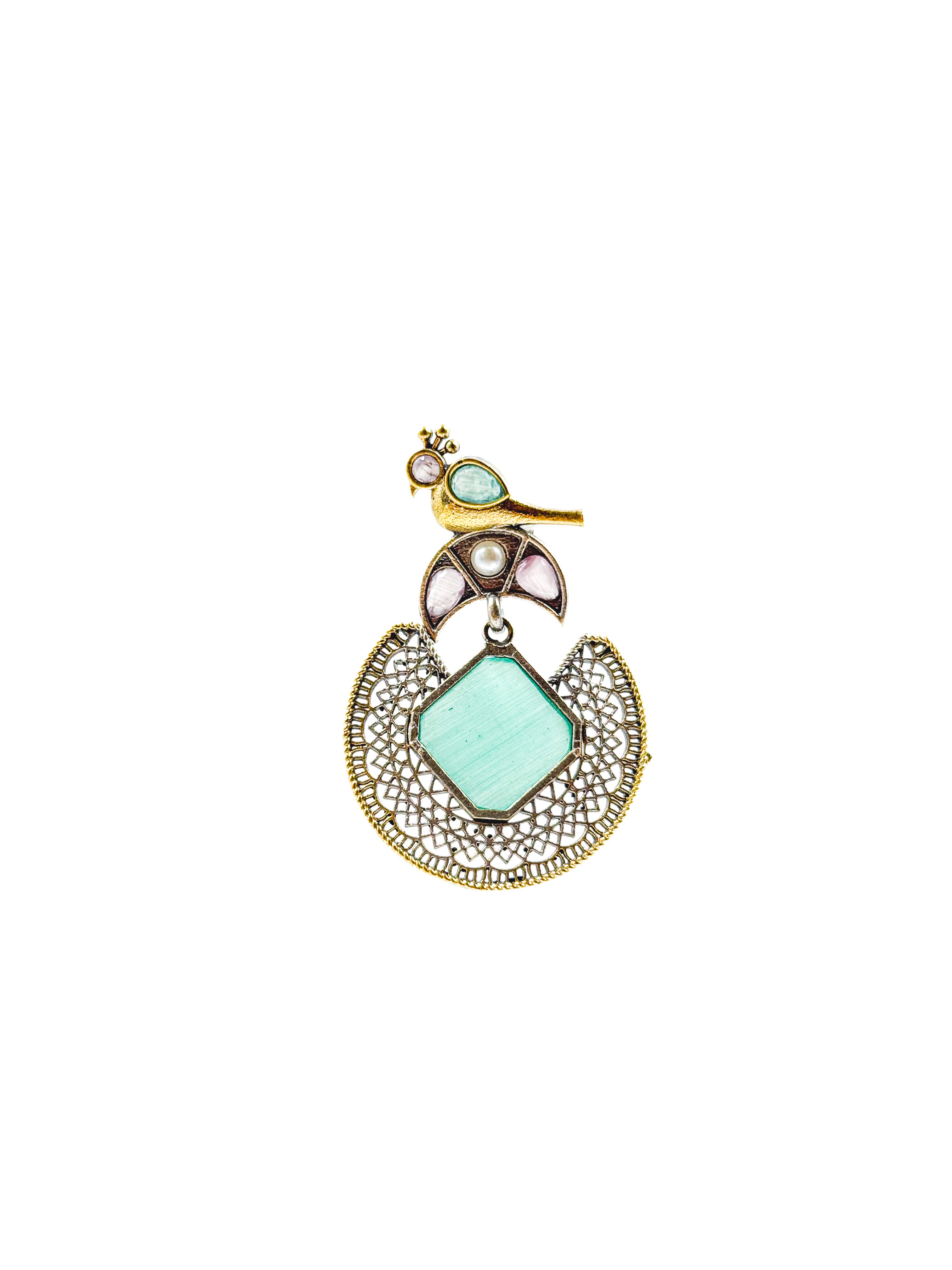 ROYAL PEACOCK FILIGREE STONE EARRINGS