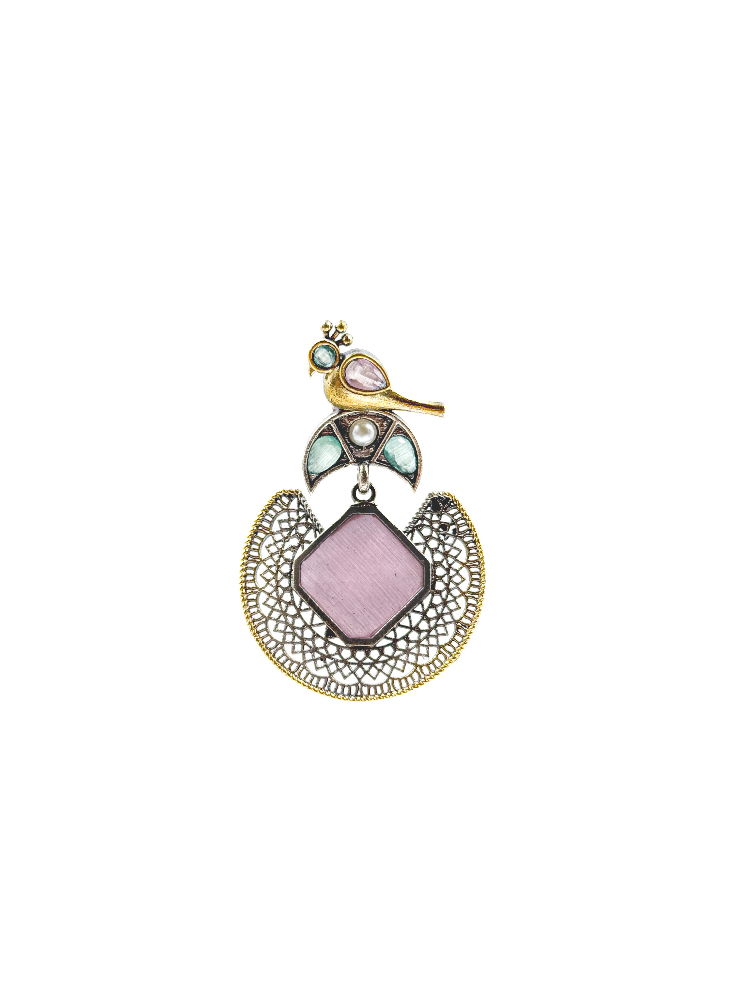 ROYAL PEACOCK FILIGREE STONE EARRINGS