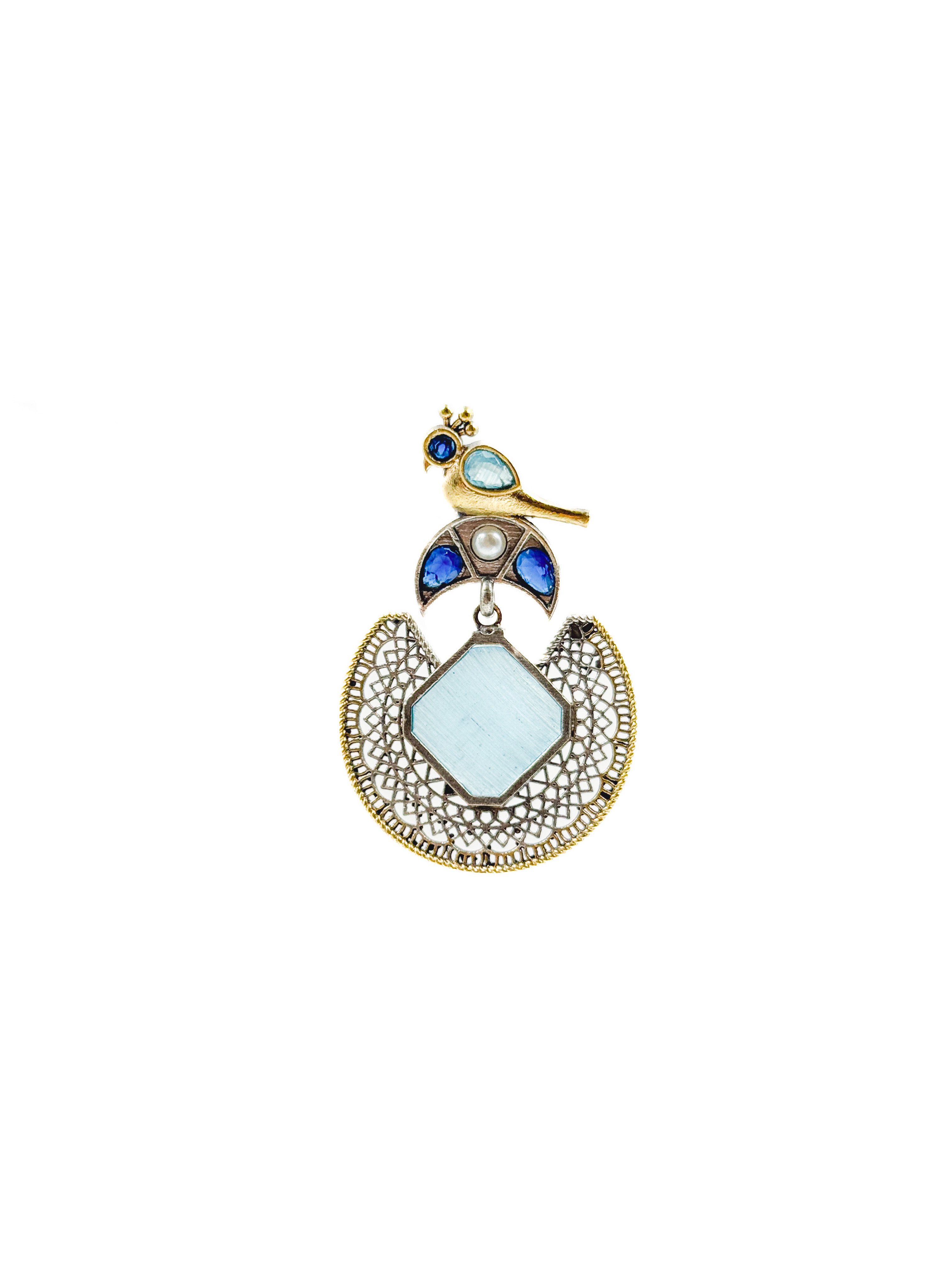 ROYAL PEACOCK FILIGREE STONE EARRINGS