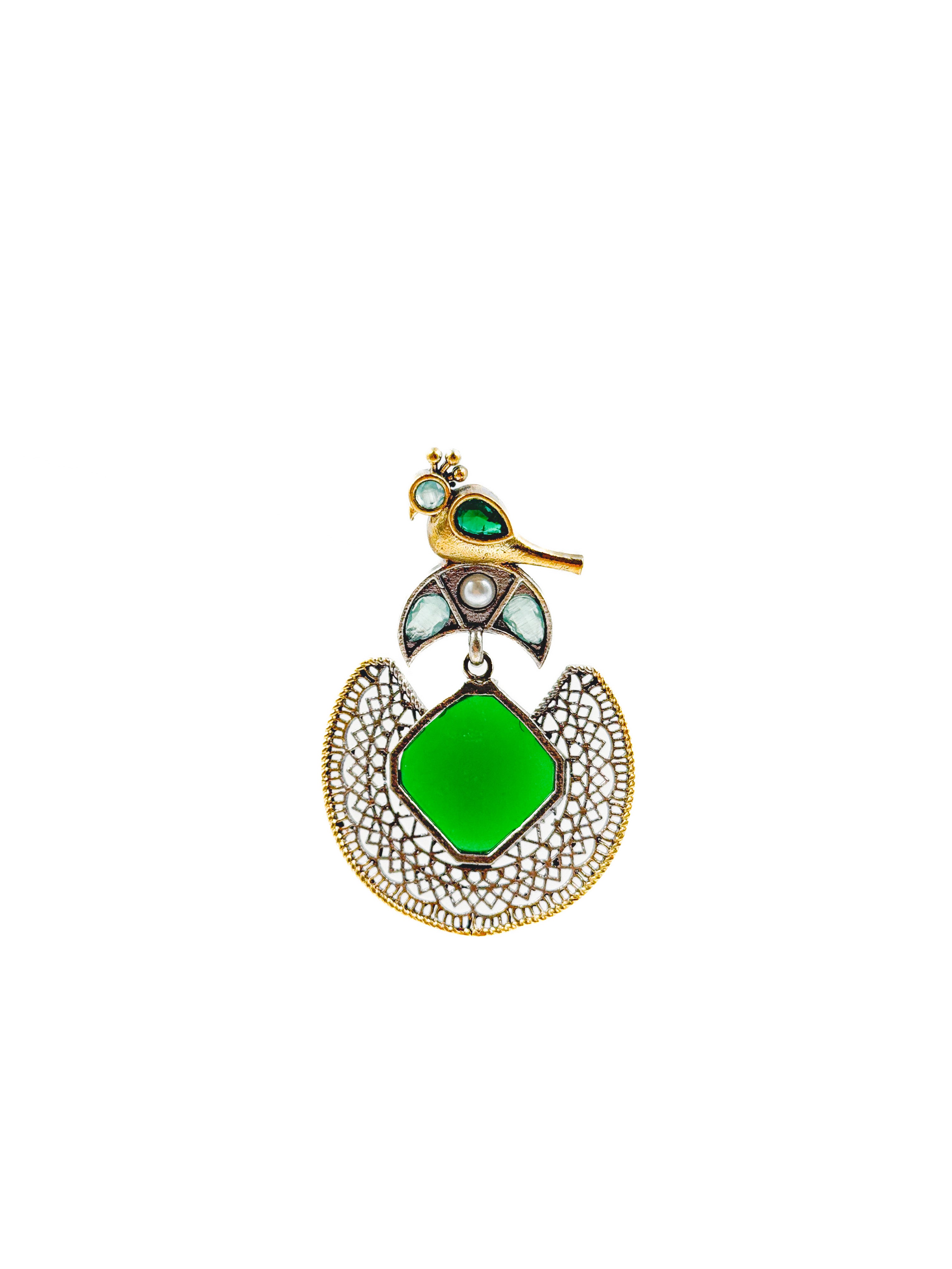 ROYAL PEACOCK FILIGREE STONE EARRINGS