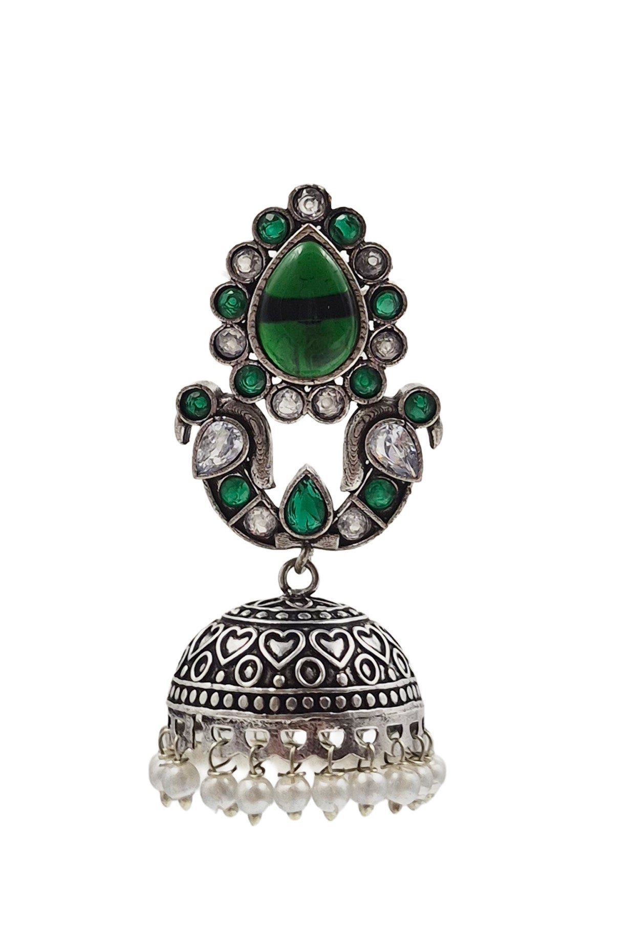 RUHANI BLUSH OXIDISED JHUMKA EARRINGS