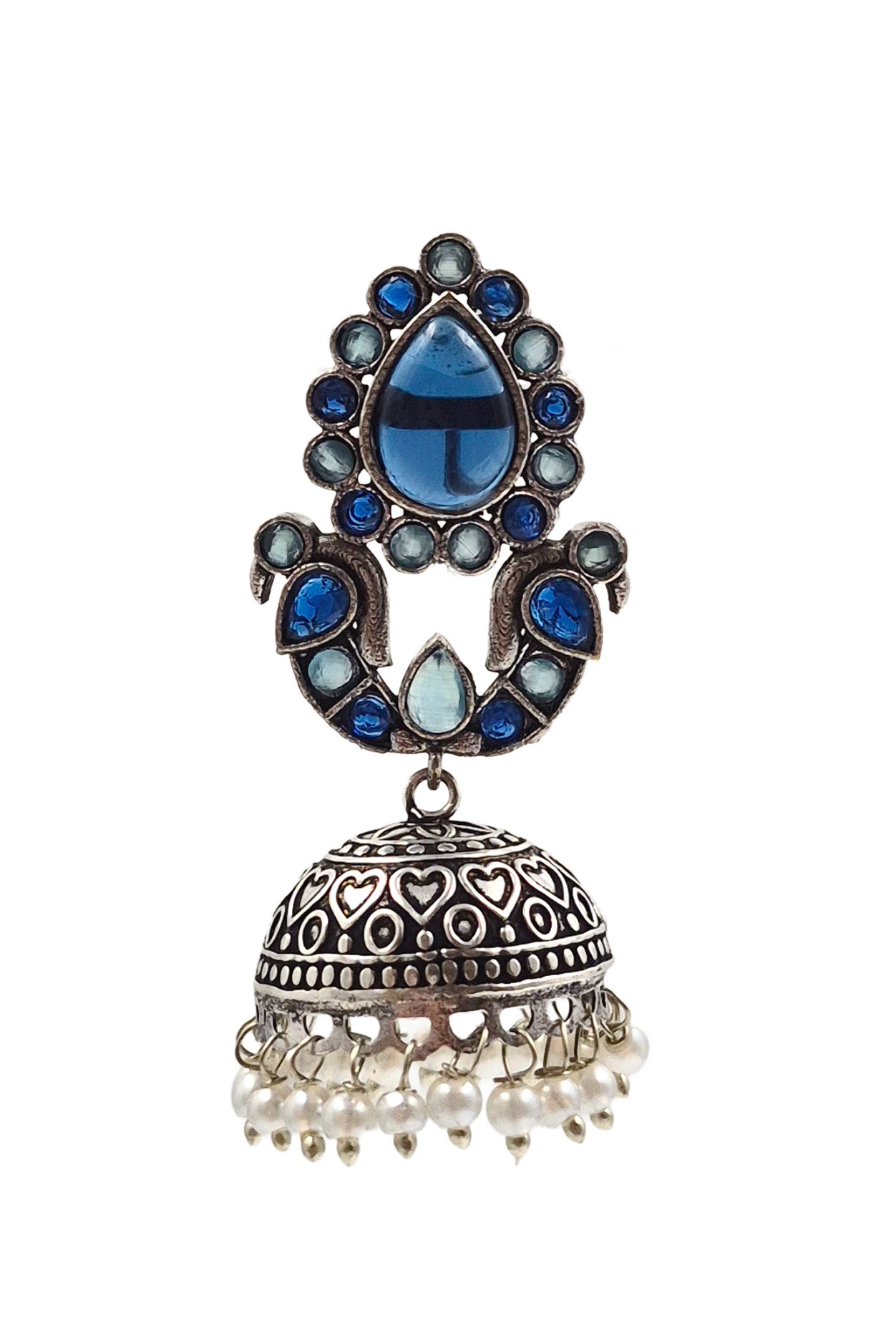 RUHANI BLUSH OXIDISED JHUMKA EARRINGS