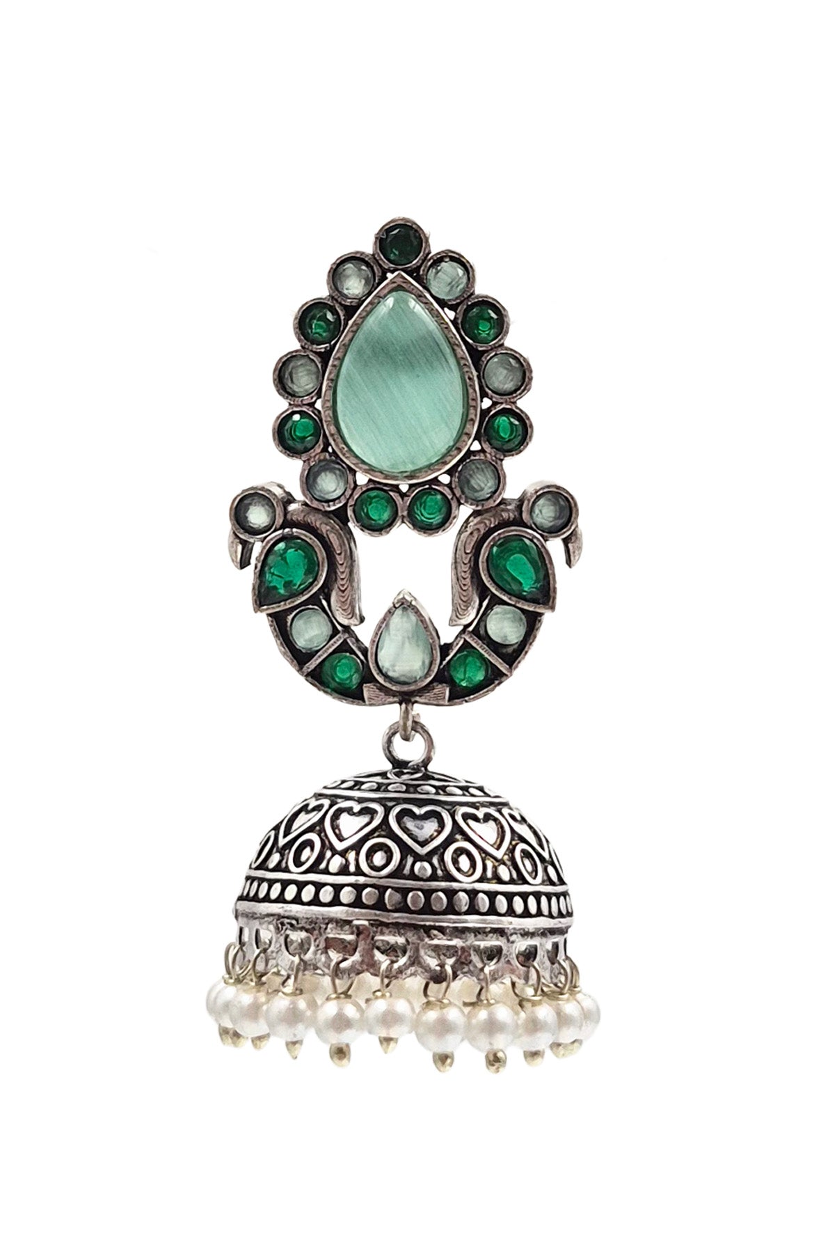 RUHANI BLUSH OXIDISED JHUMKA EARRINGS