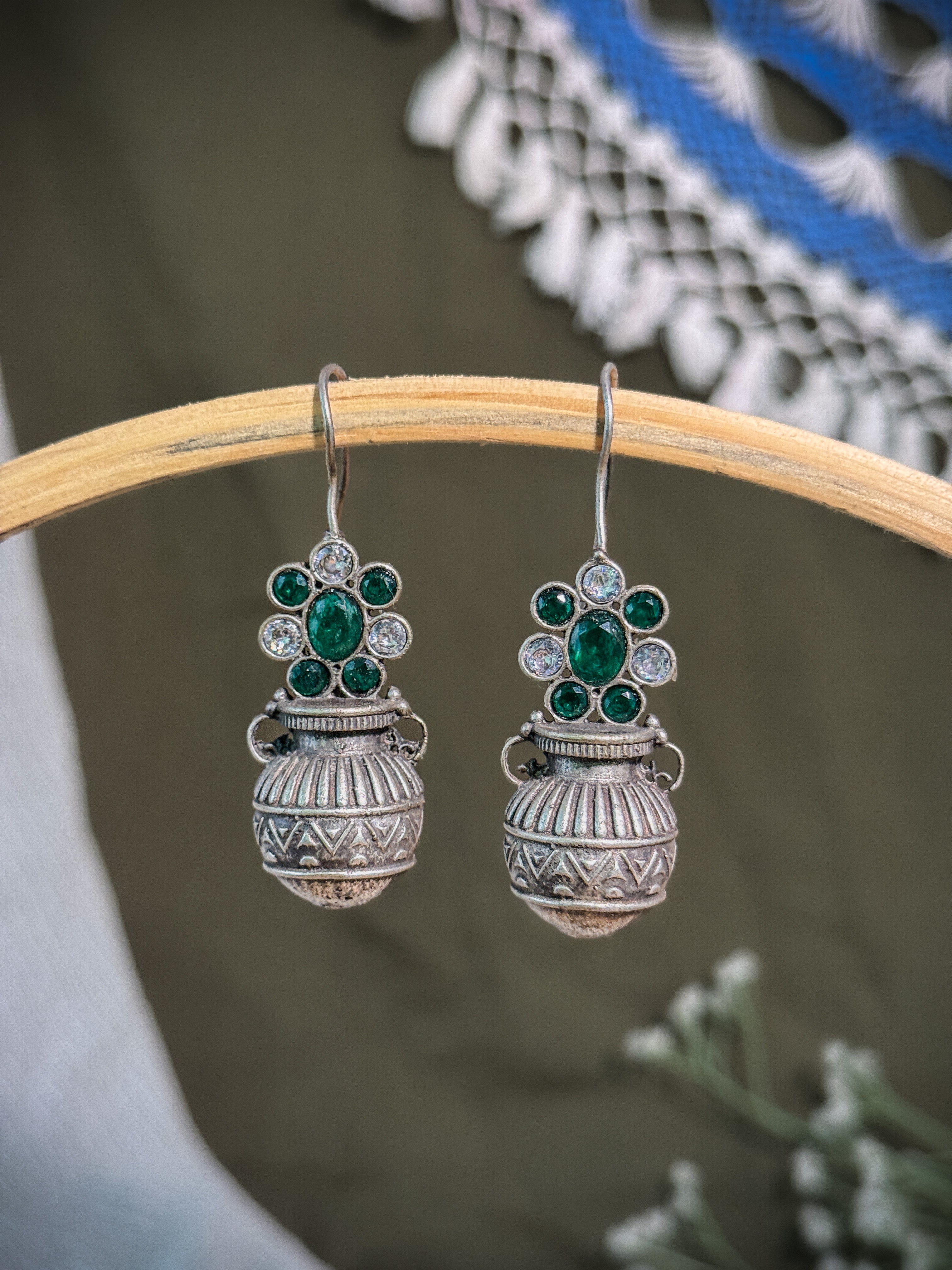 RUBY TRIBAL POT STONE EARRINGS