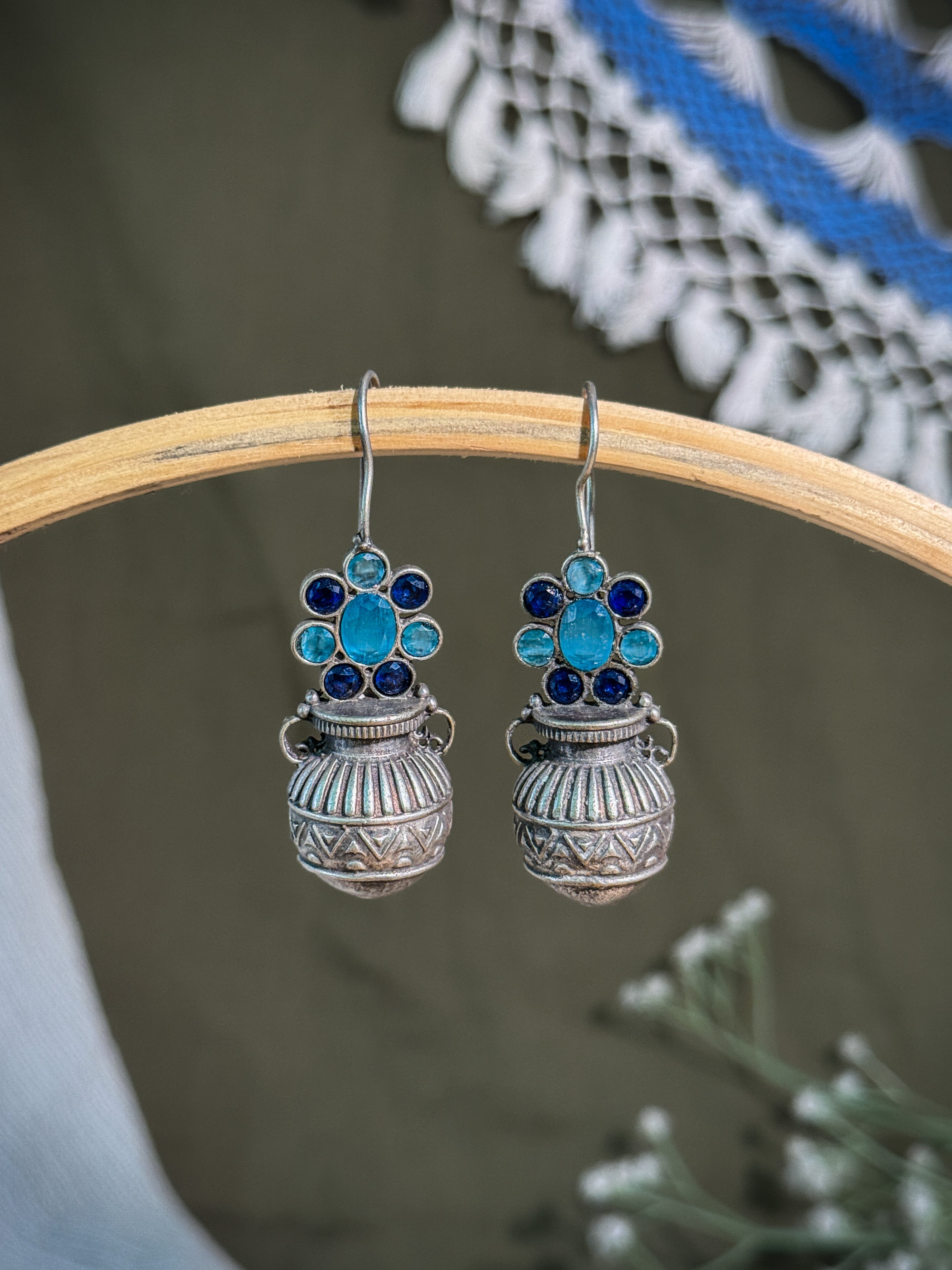 RUBY TRIBAL POT STONE EARRINGS