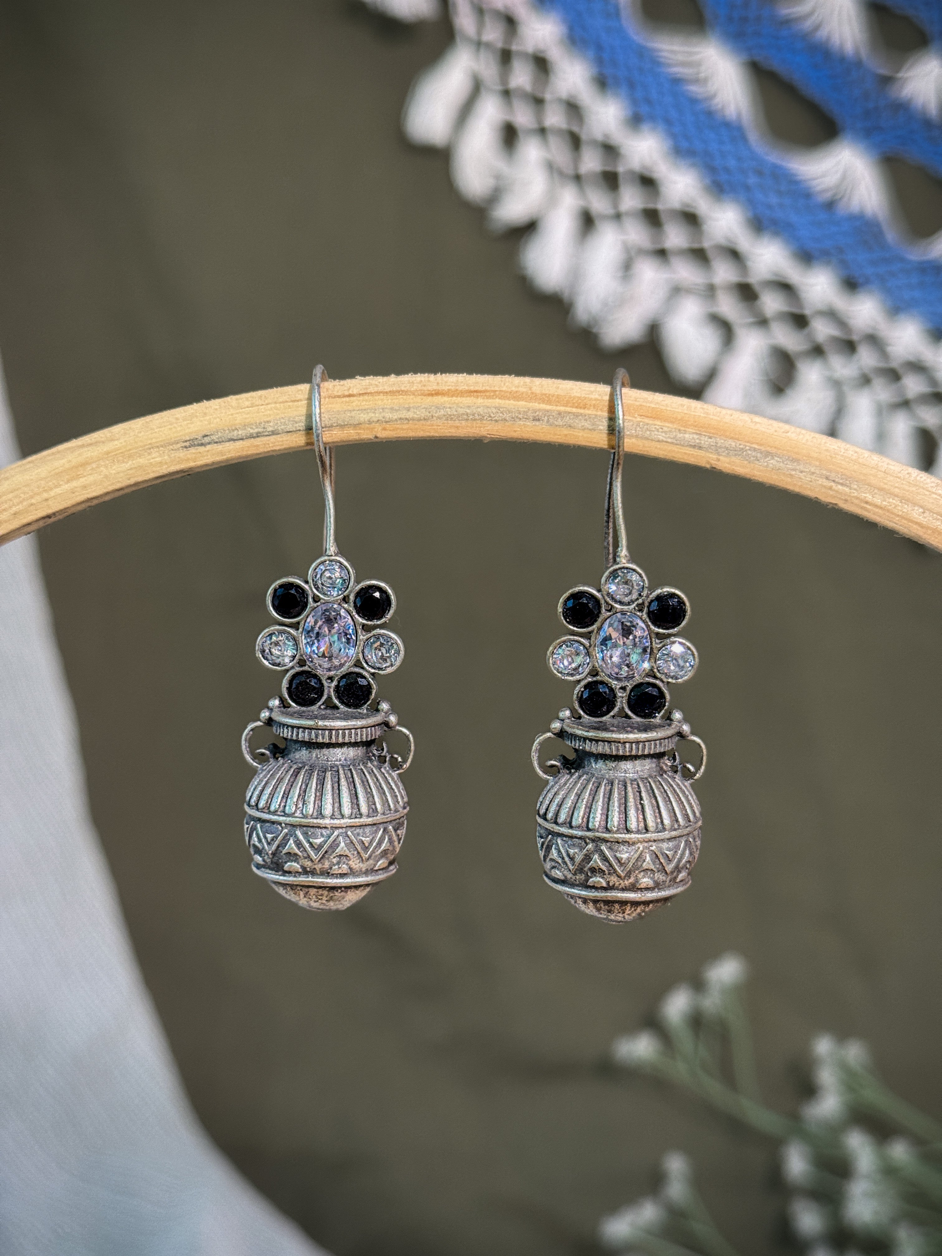 RUBY TRIBAL POT STONE EARRINGS