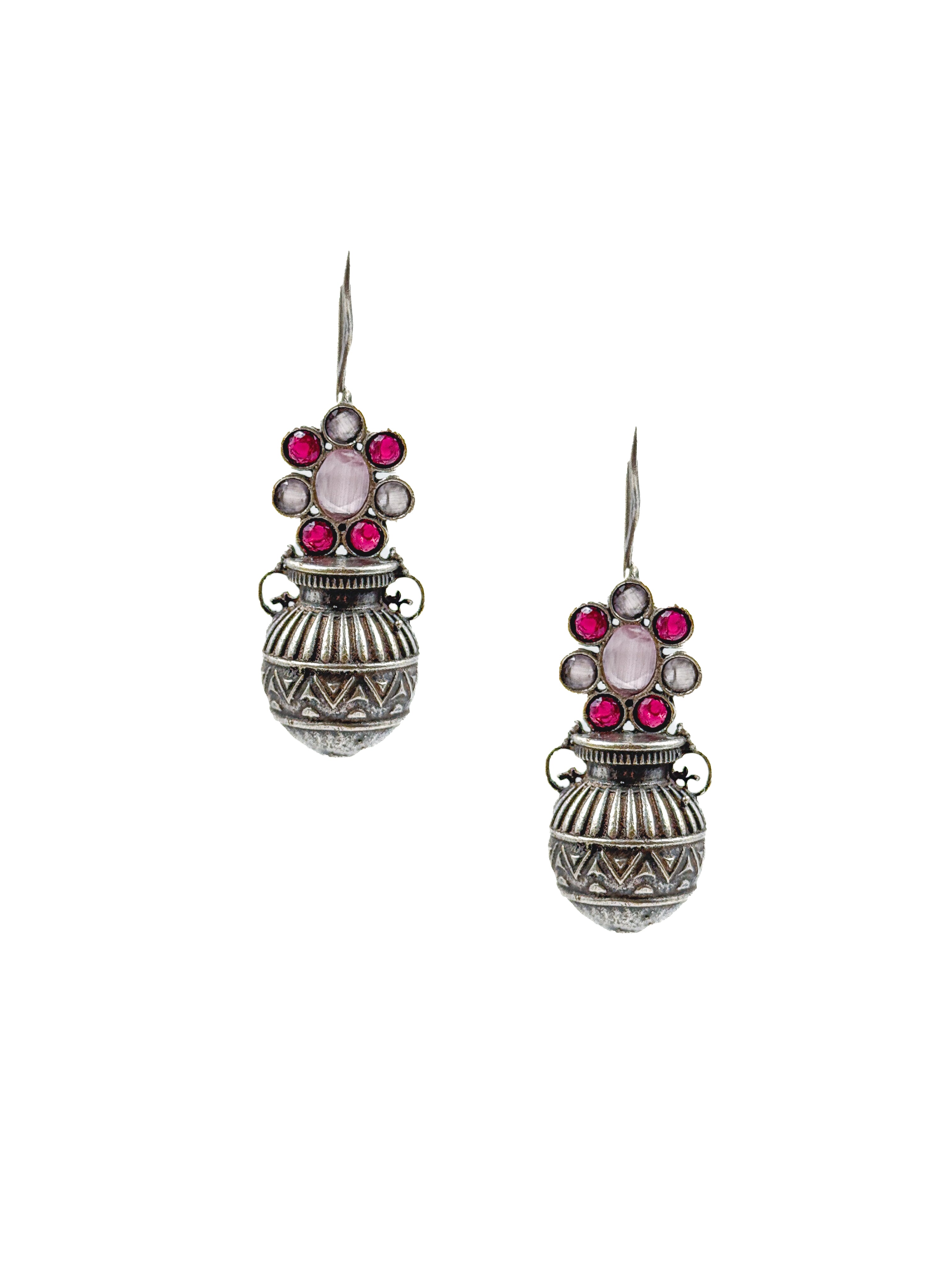 RUBY TRIBAL POT STONE EARRINGS