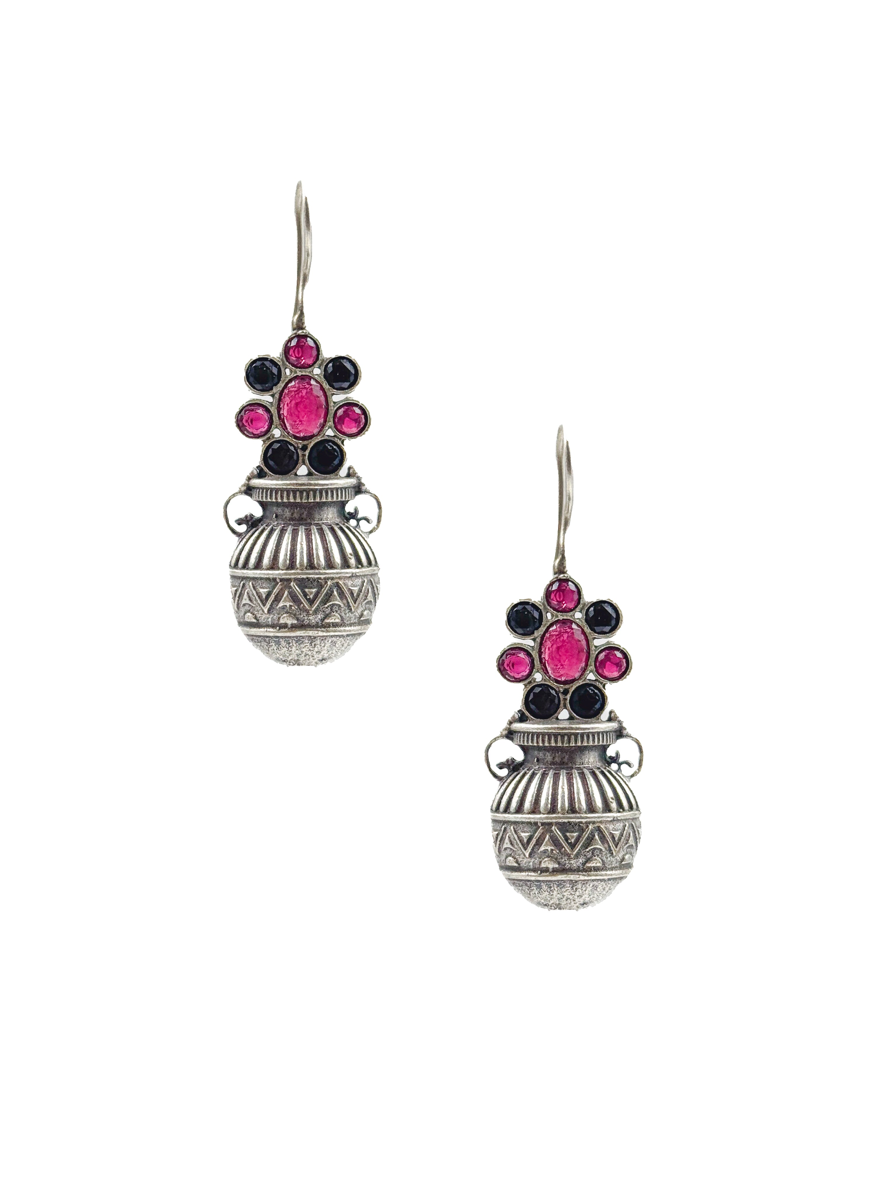 RUBY TRIBAL POT STONE EARRINGS