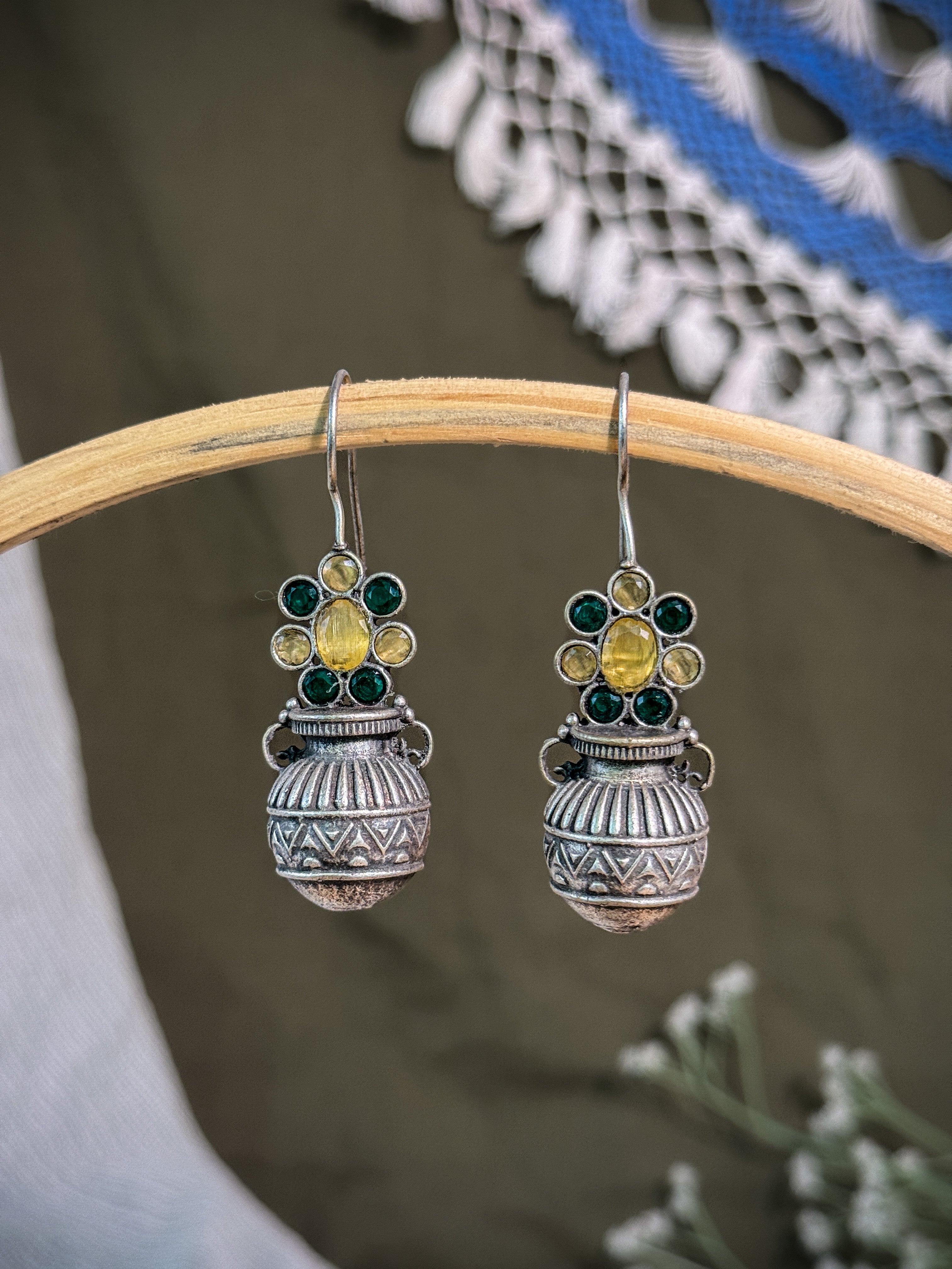 RUBY TRIBAL POT STONE EARRINGS