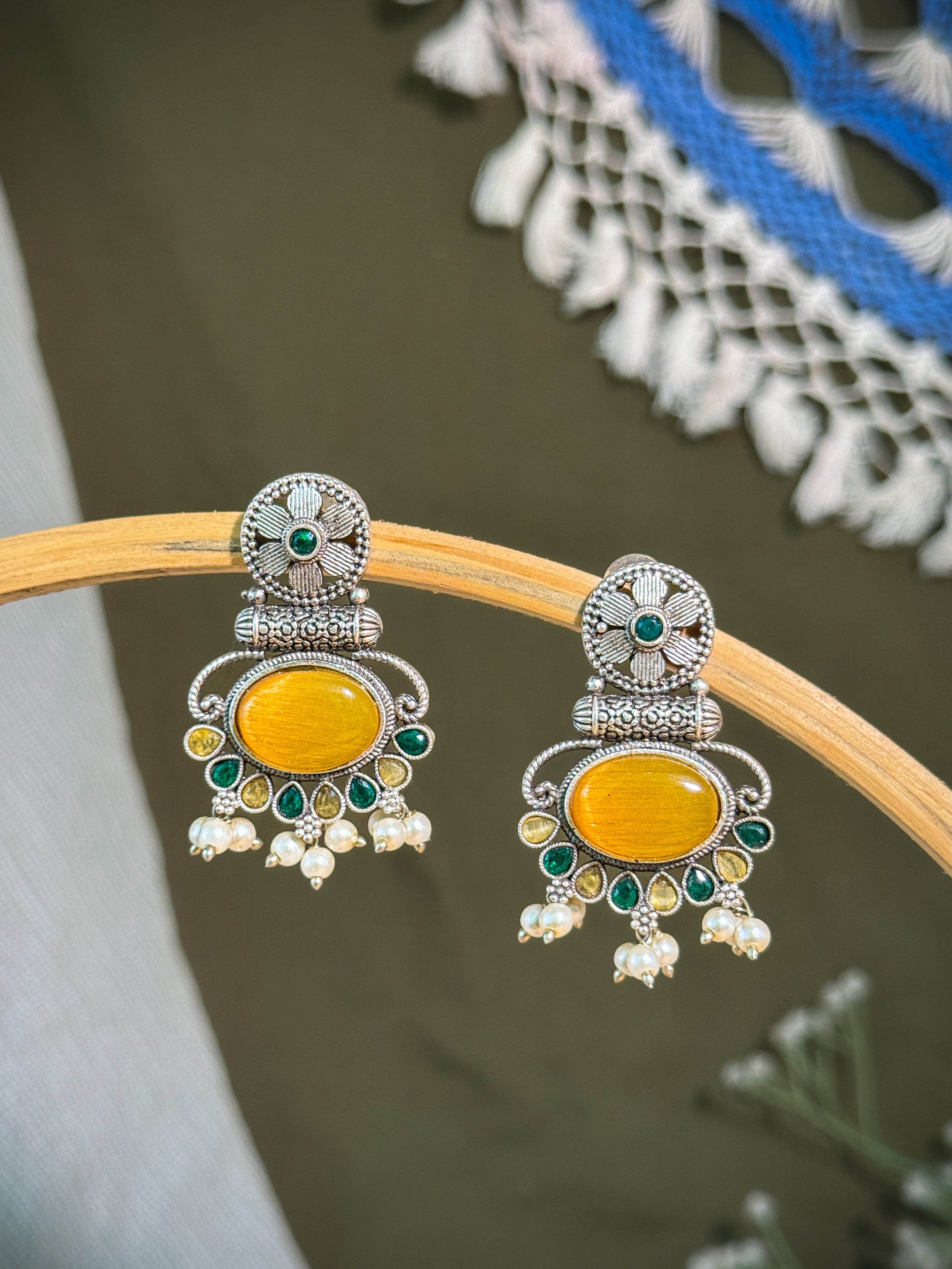 PRISHA ETHNIC STONE EARRINGS