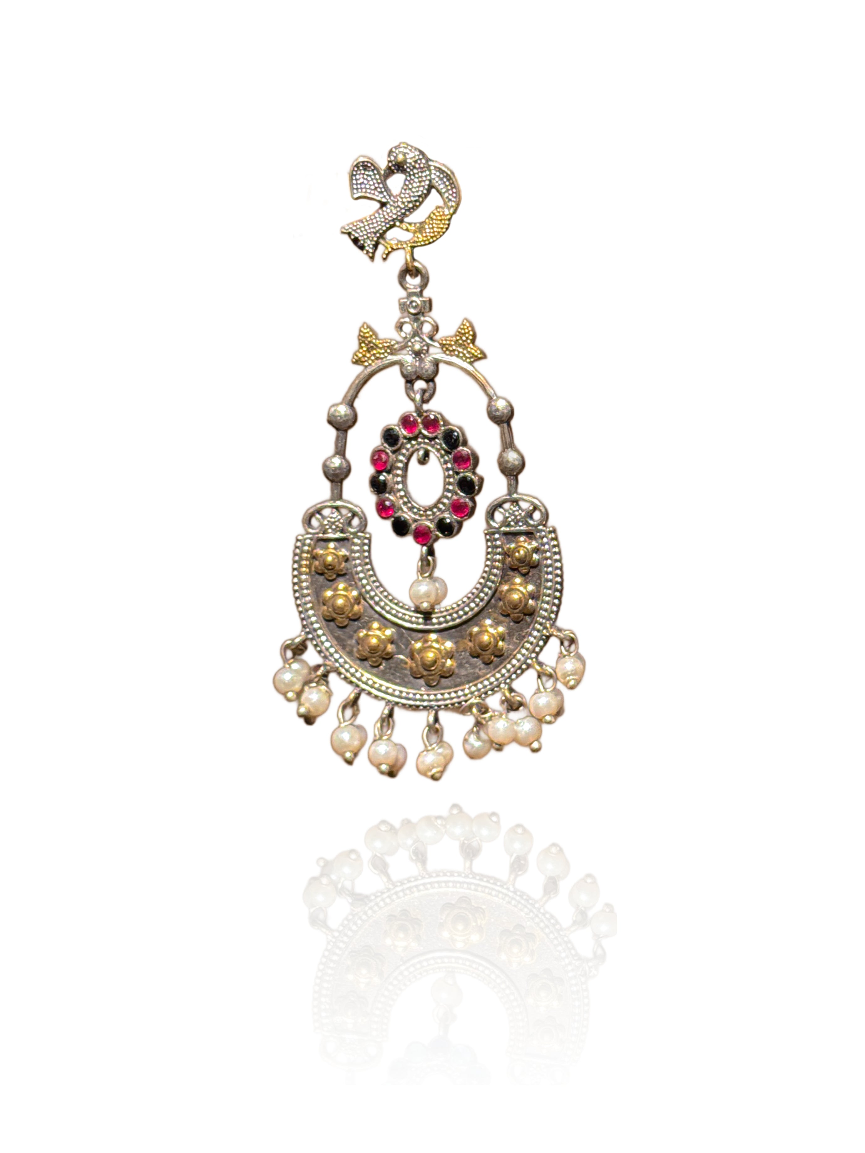PEACOCK ROYALTY DUAL-TONE CHANDBALI EARRINGS