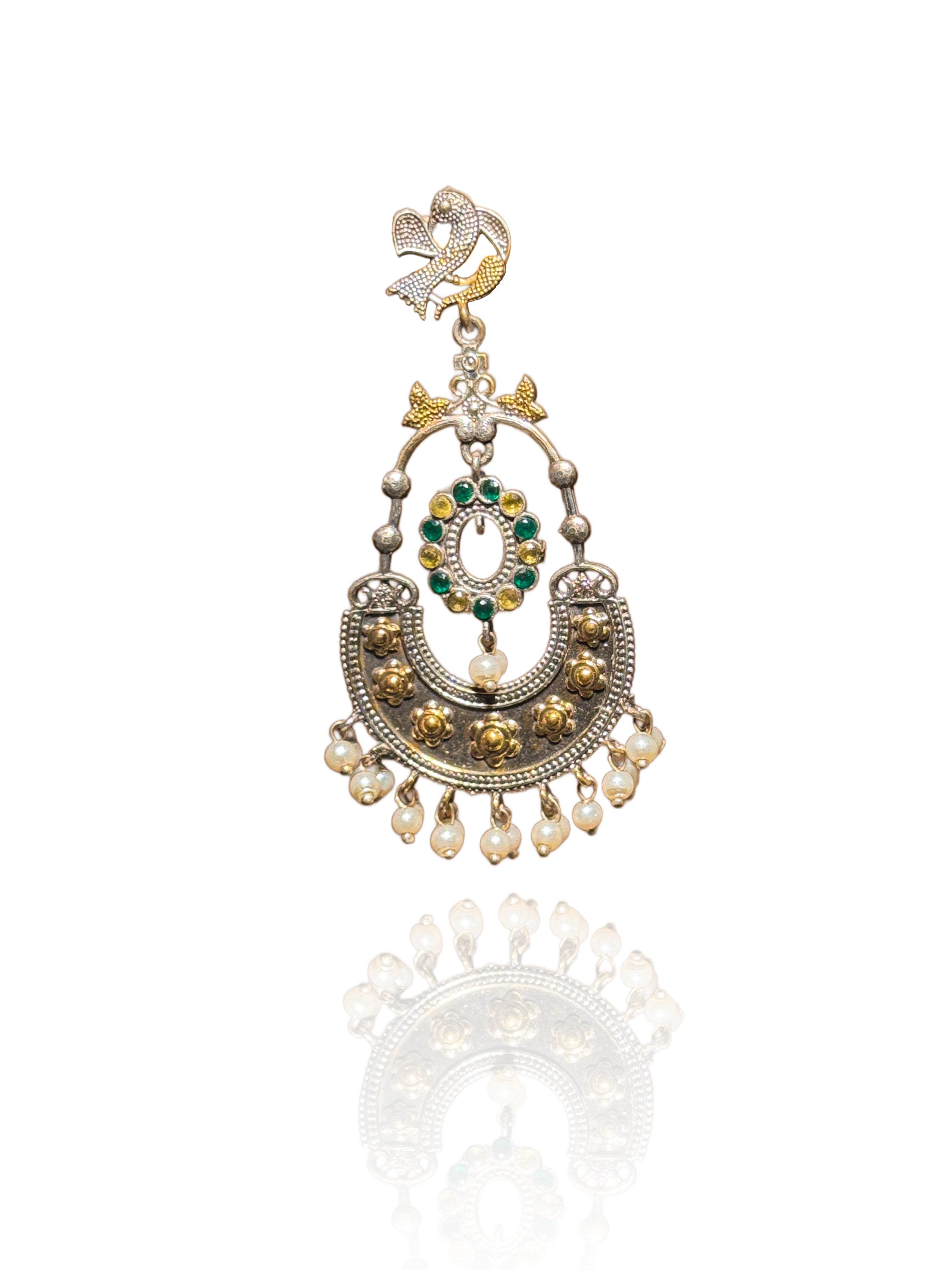 PEACOCK ROYALTY DUAL-TONE CHANDBALI EARRINGS