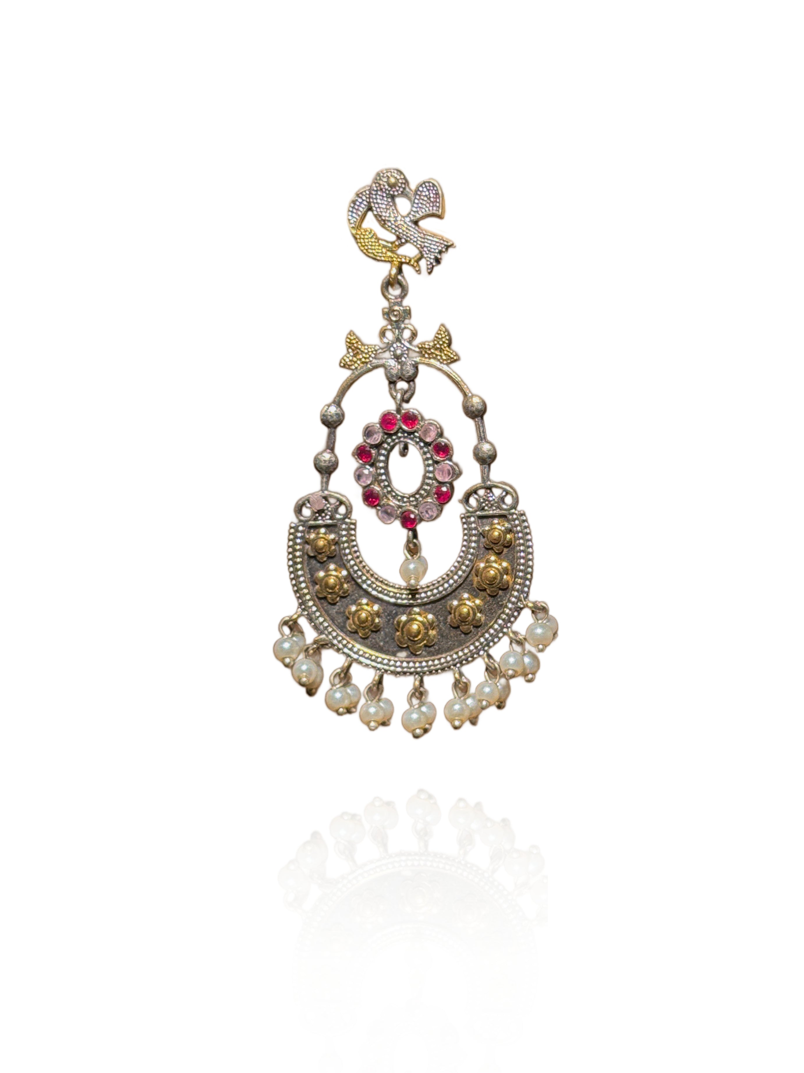 PEACOCK ROYALTY DUAL-TONE CHANDBALI EARRINGS