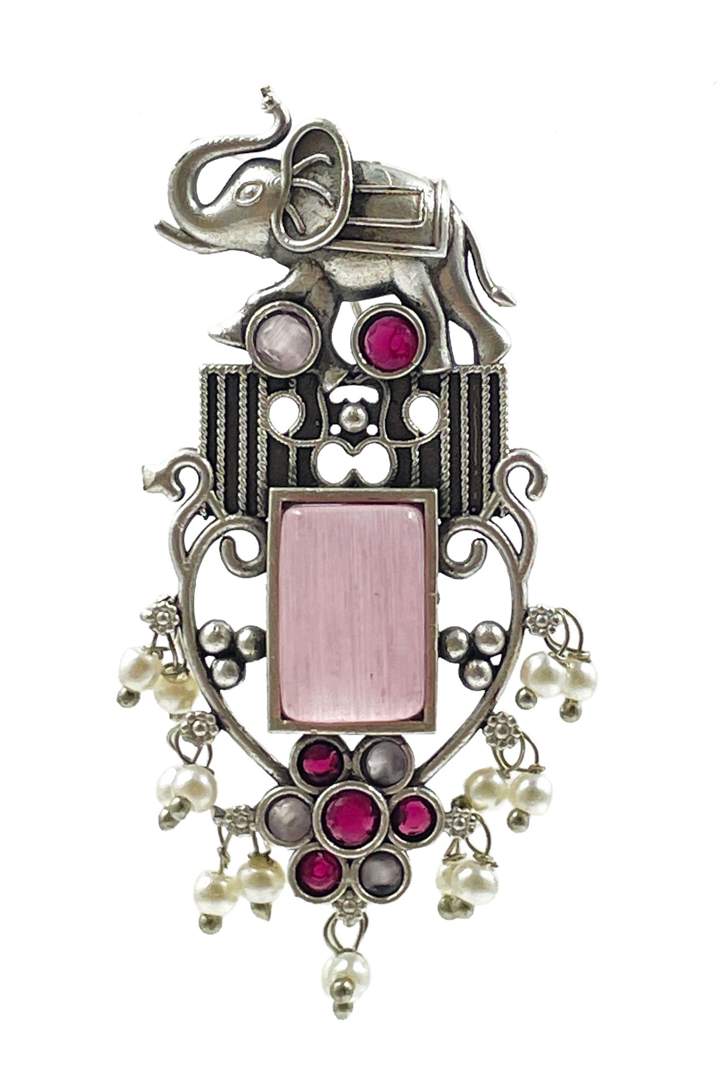 RUDRA ELEPHANT MOTIF STONE EARRINGS