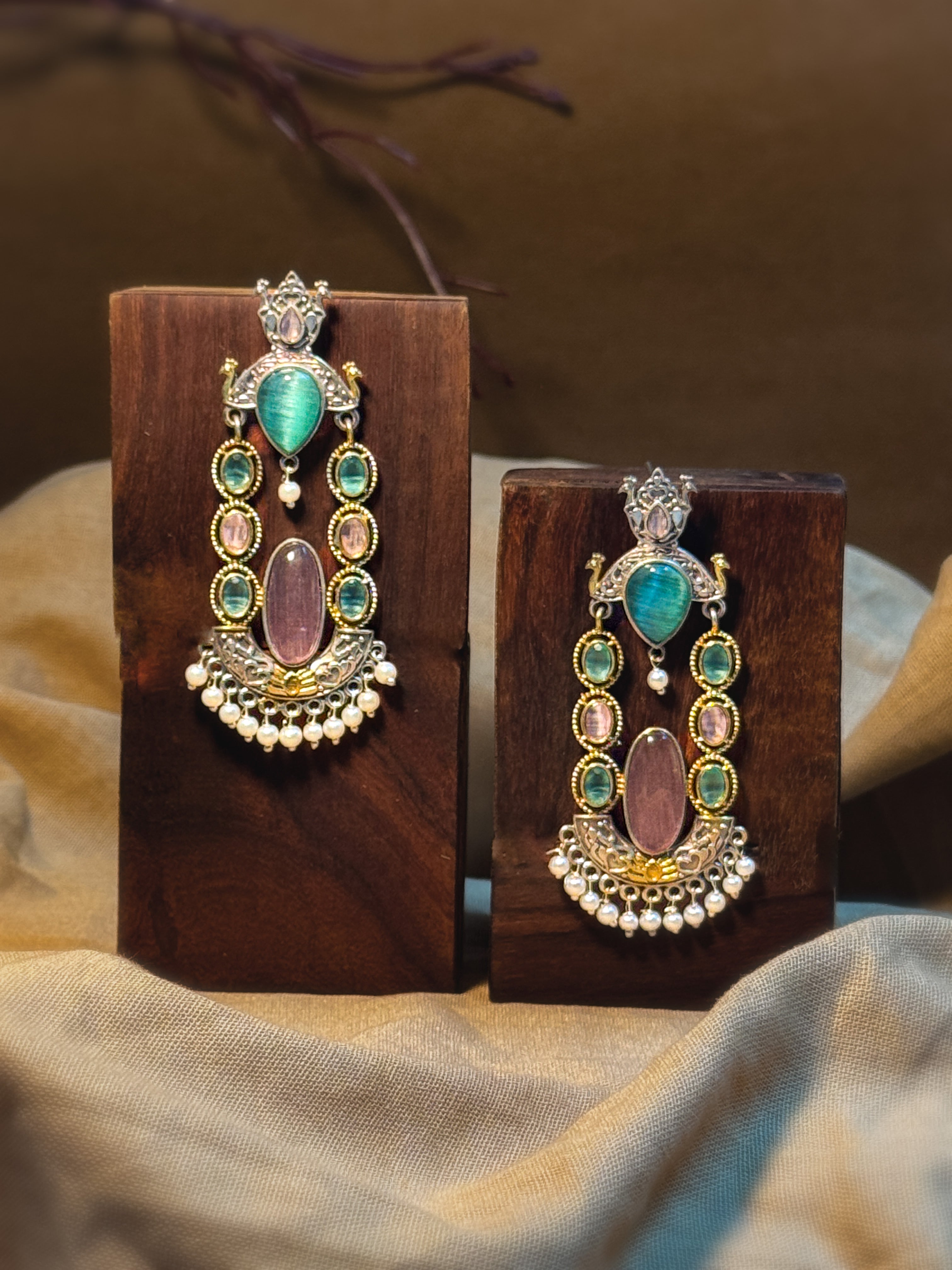Zeenat Dual Tone Dangler Earrings