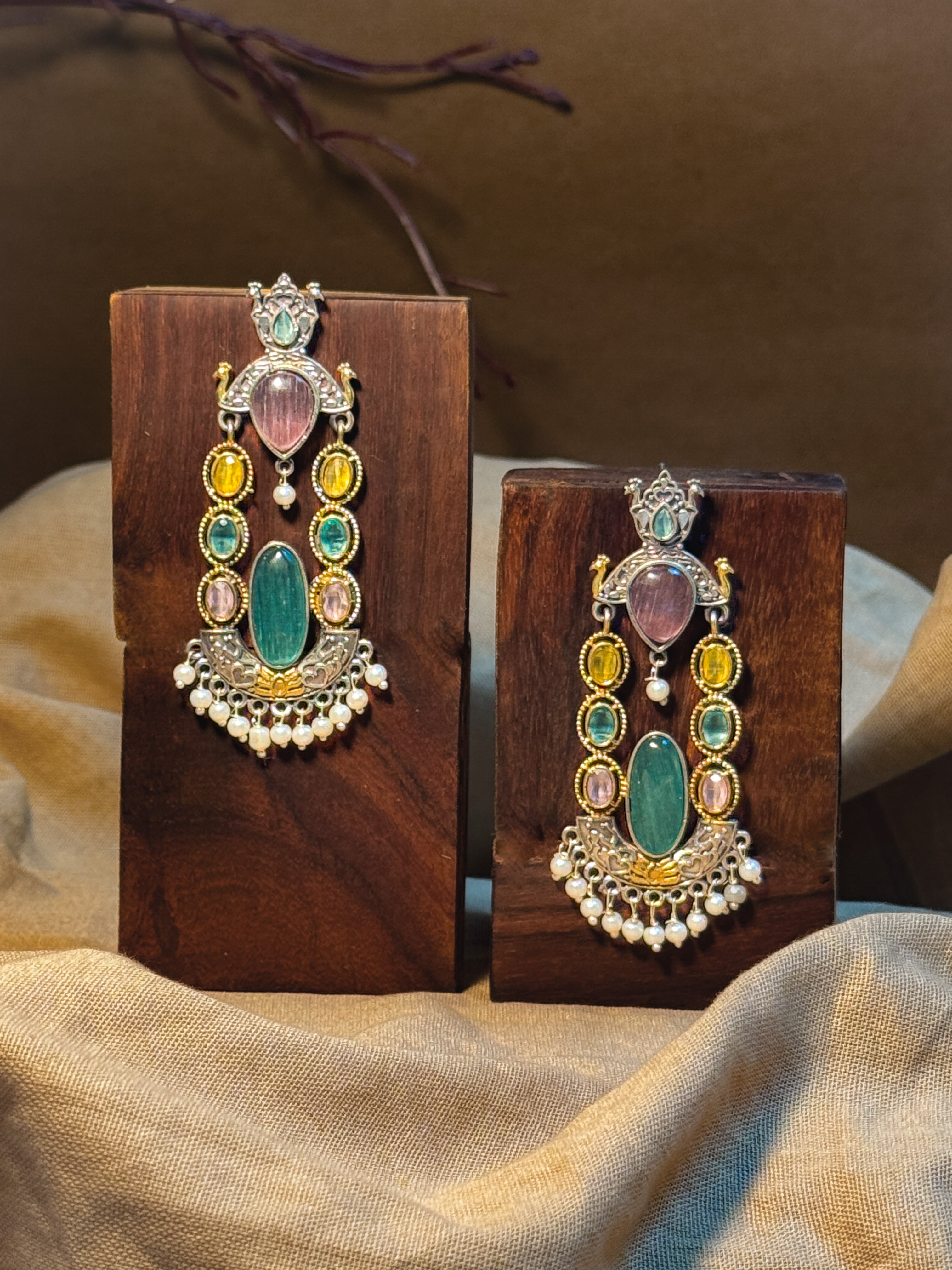 Zeenat Dual Tone Dangler Earrings