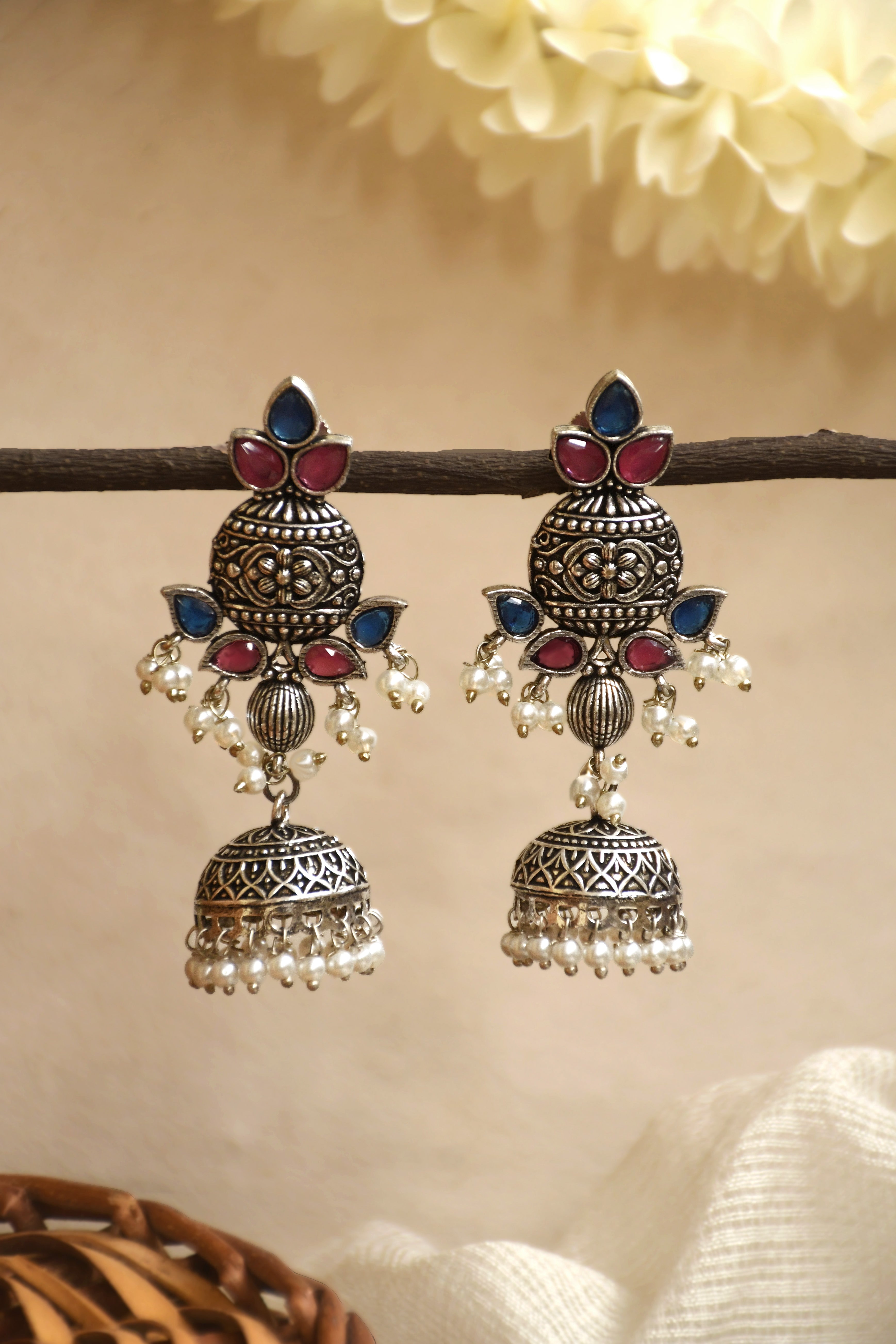 Priya Oxidised Jhumka Earrings