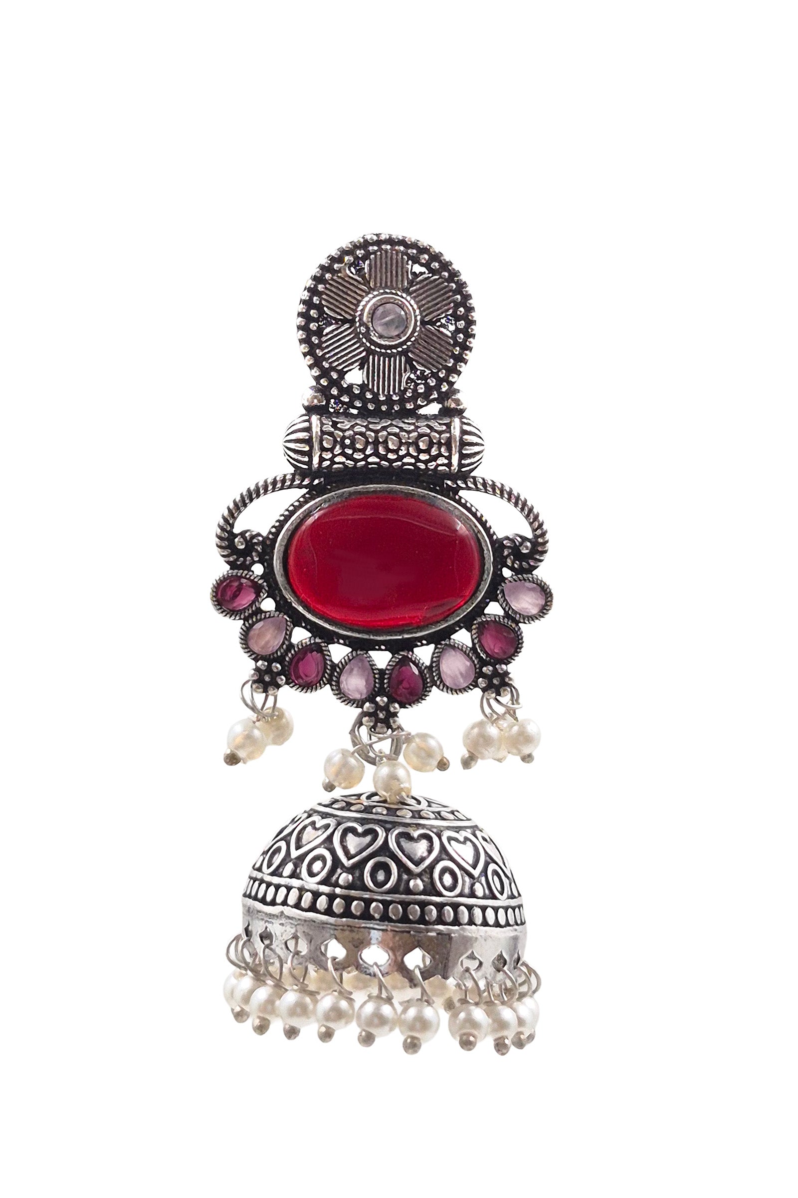 DIA OXIDISED JHUMKA EARRINGS