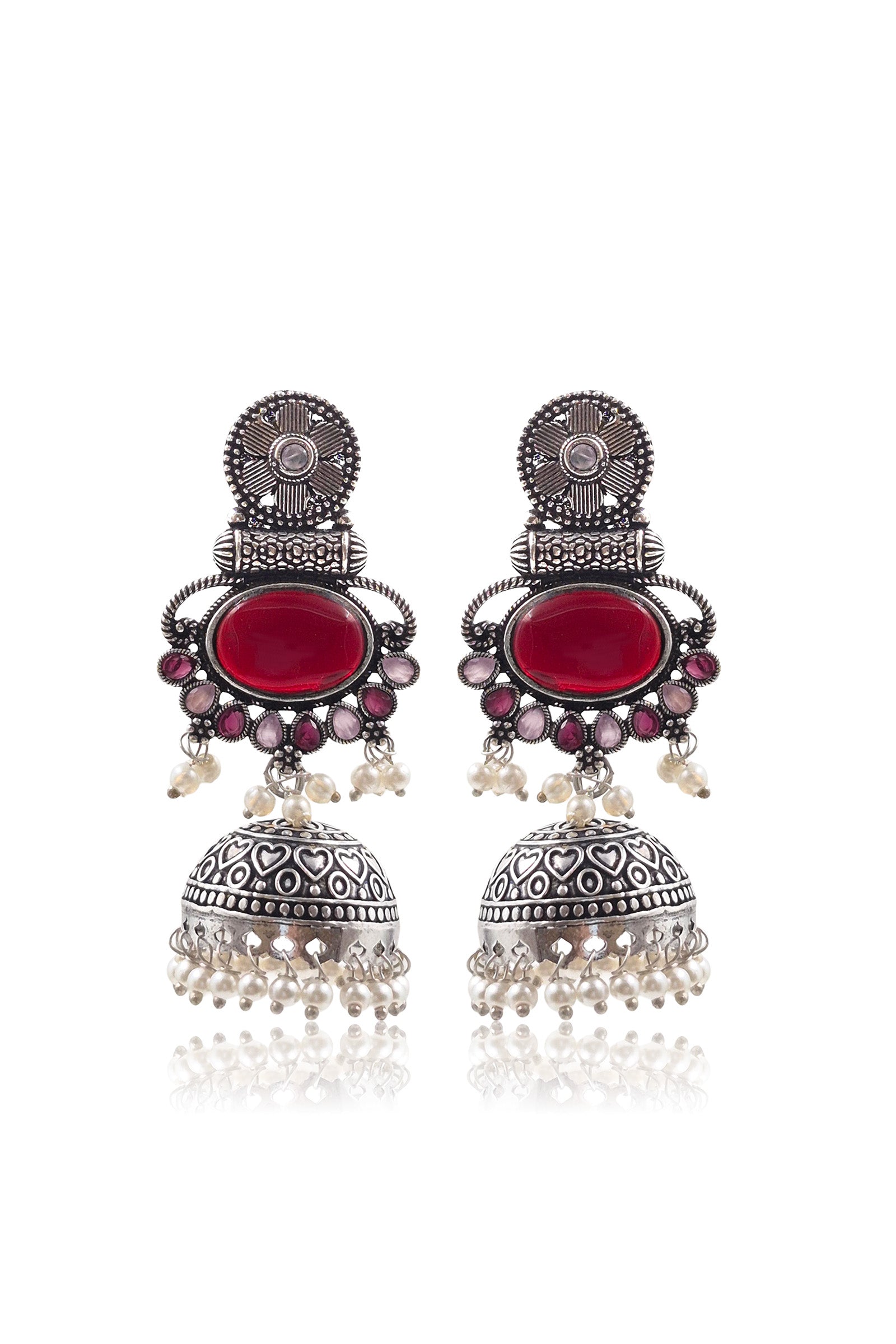 DIA OXIDISED JHUMKA EARRINGS